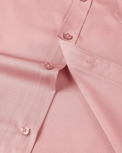 Miniatura 180 de Alimens & Gentle - Camisas de vestir con bolsillo y manga corta, de color liso y sin arrugas, estilo casual con botones, para hombres