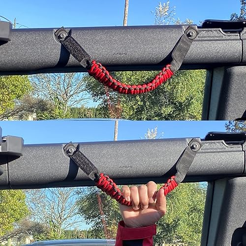 Miniatura 3 de BESTAOO Asas de agarre para barra antivuelco, mango de agarre de paracaídas para accesorios Ford Bronco 2021 2022 2023 2024 2025, paquete de 2 (rojo)