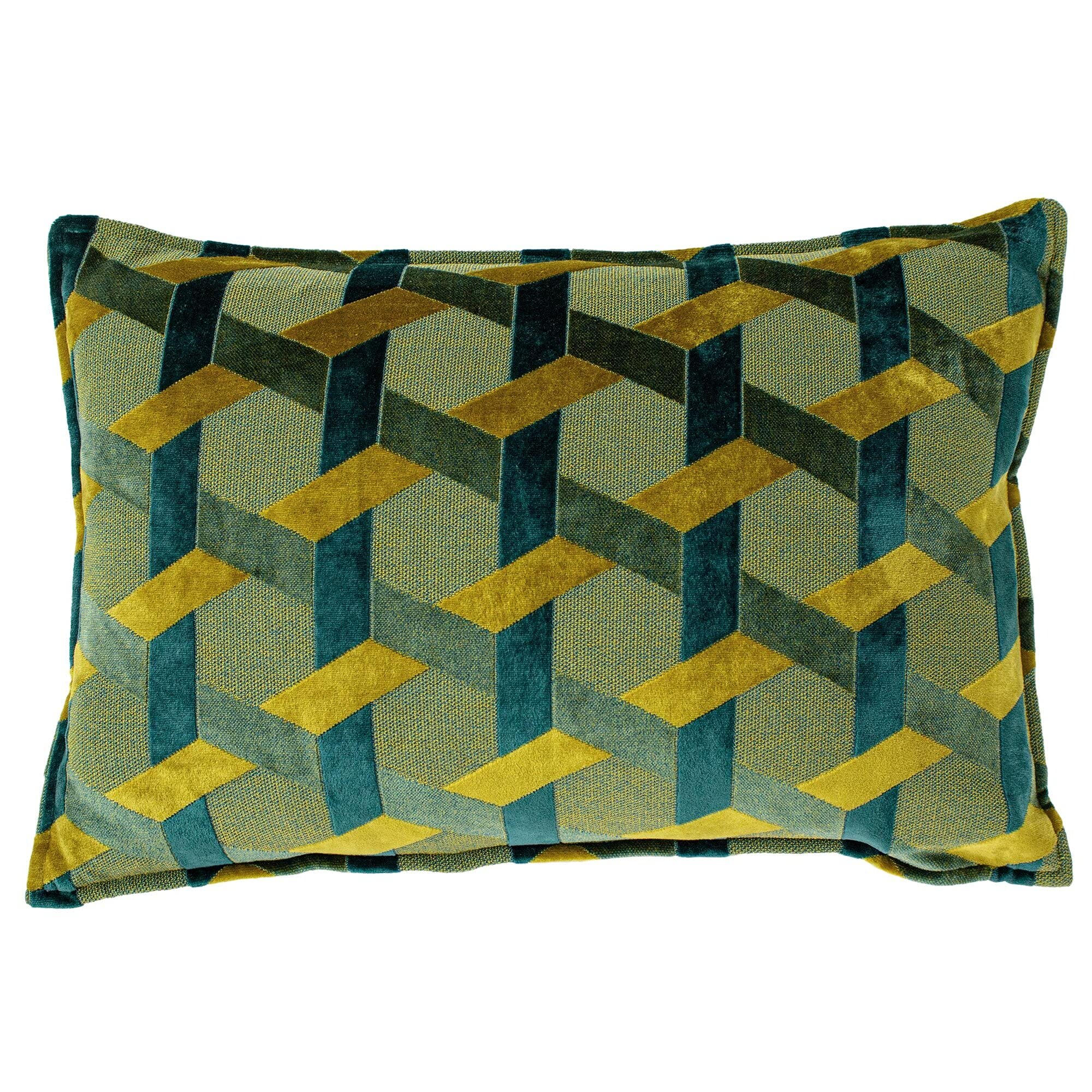 Paoletti Teal / Gold Delano Cushion Cover, Teal/Gold, 40 X 60 Cm