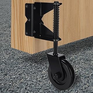 Gate Wheel Spring-Loaded Gate Caster Kit for Wooden PVC Fences, Heavy Duty Gate Helper Wheel, Outdoor Rolling Fence Gate Support Wheel Rollers Kit, 4.3-Inch, Black (Right)