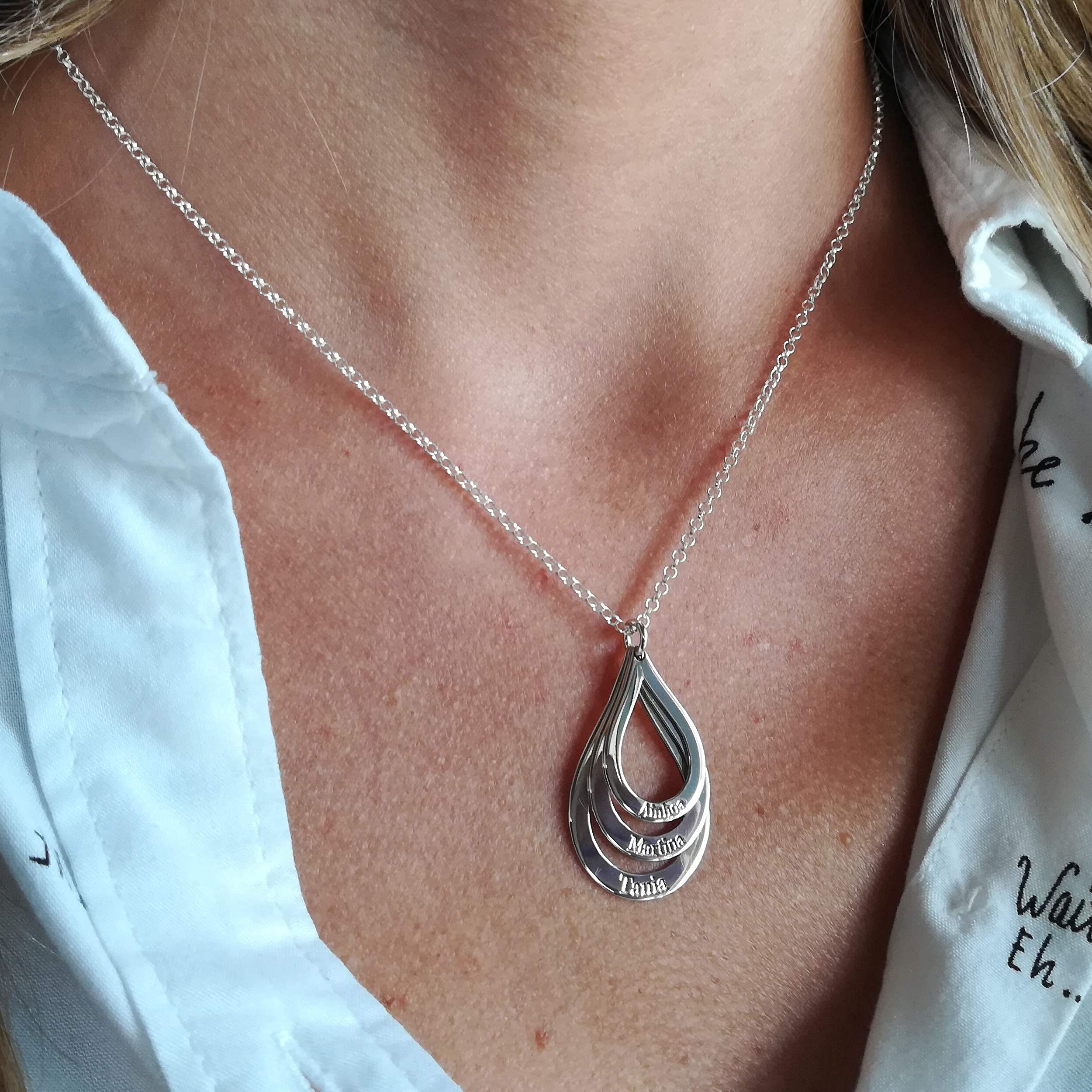 Collar para Mujer Triple con Nombres Personalizados-Fabricado en Plata de Ley 925/1000-Regalo día de la Madre-Regalo Navidad-Regalo personalizado. Modelos 3 Gota