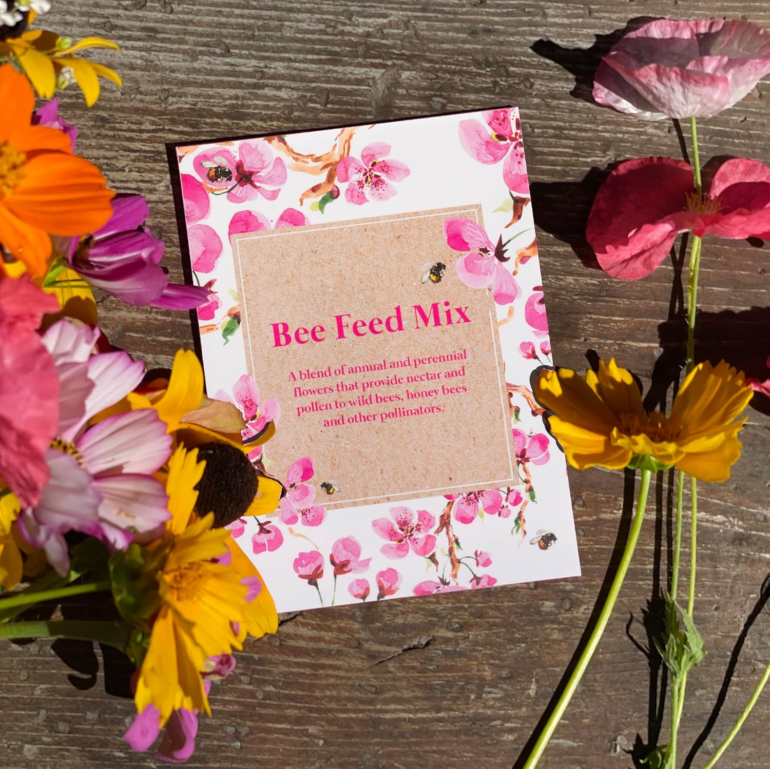 Bentley Seed Flower Mix - Pollinator Seed Mix with 5 Wildflower Seed Packets - Non-GMO Pollinator Seeds - Eco-Friendly Flower Seeds Packets for Party, Celebration, and Gifts - Pollinator Mix