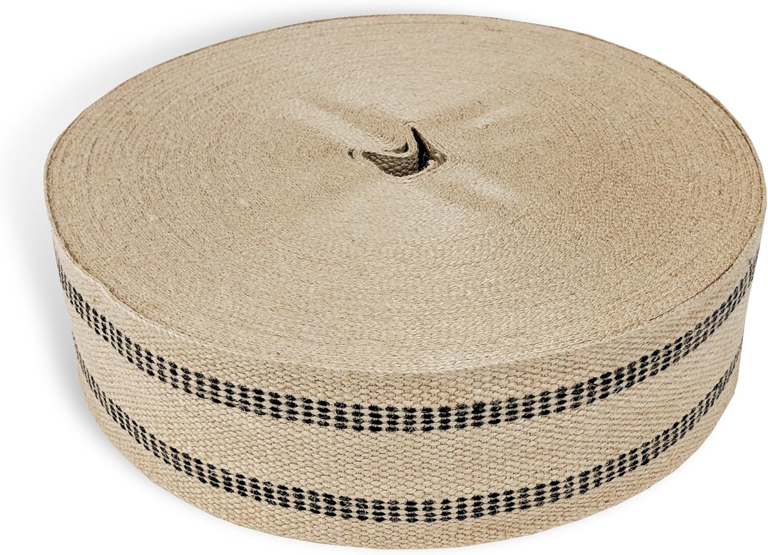 Briar Hill 3.5 Inch x 72 Yards Upholstery or Craft Jute Webbing, Natural with Black Stripes