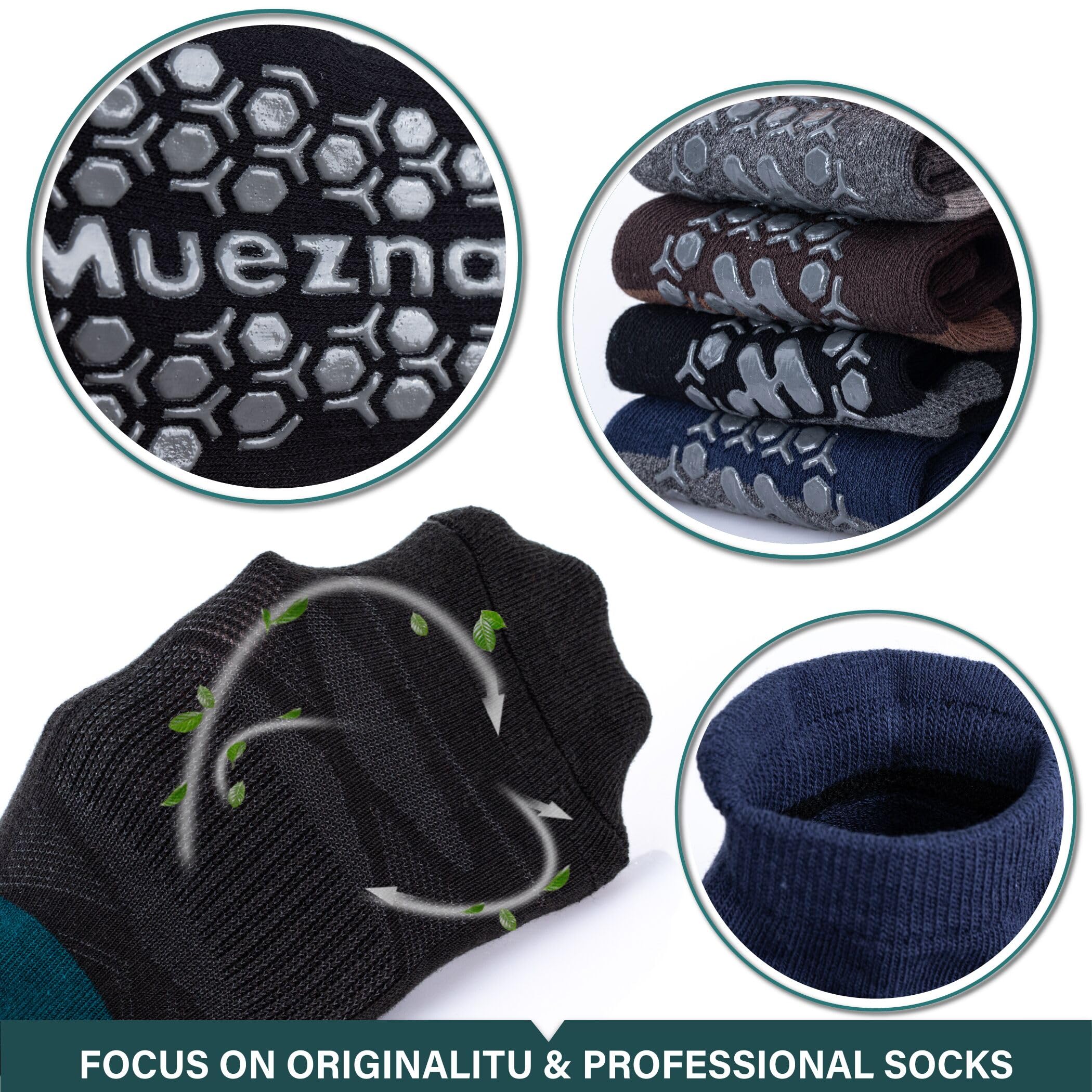 Muezna Herren Anti-Rutsch- Socken, Ideal für solche Sportarten, Yoga, Fitness Pilates Kampfkunst Tanz Gymnastik .Größen von 38 bis 43, atmende Baumwolle, Yoga Socken