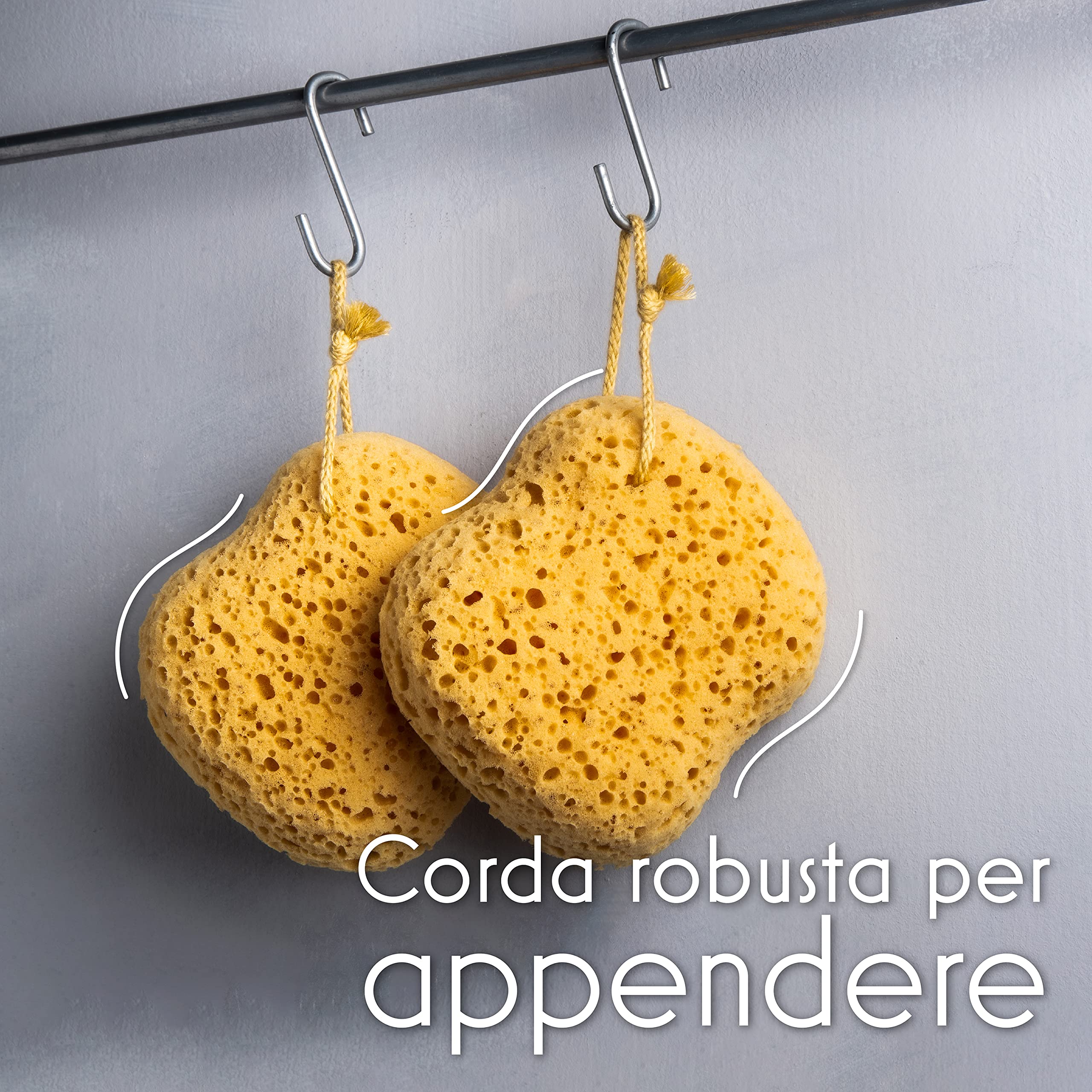 myHomeBody Spugna da bagno, spugna di spugna di loofah, spugna per il corpo per la doccia - Dimensioni grandi, molta schiuma, Curvy, confezione da 3 pz.