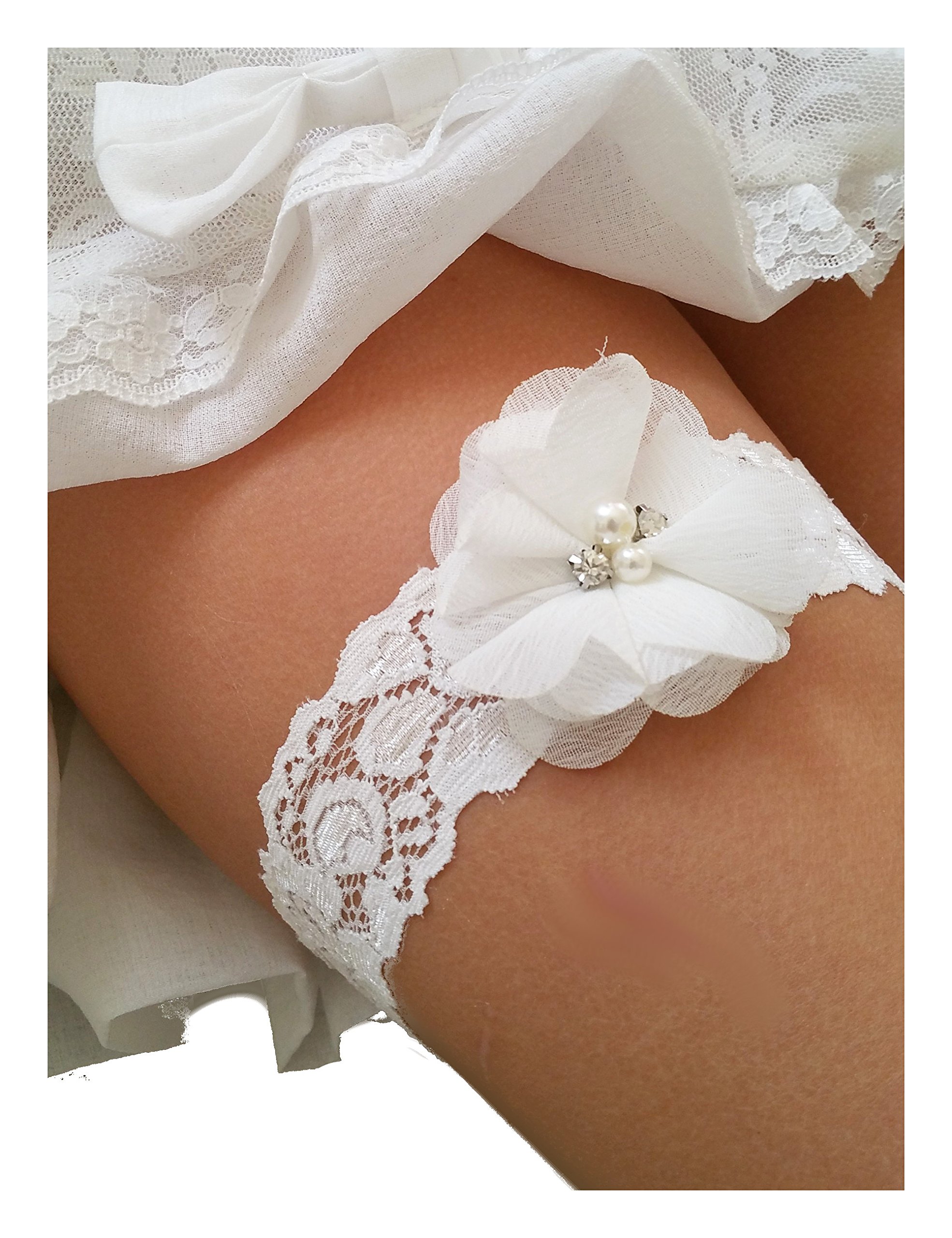 Wedding Garters for Bride Lace Vintage White Ivory Keepsake Toss Garter for Prom Bridal Gift, Rustic Style