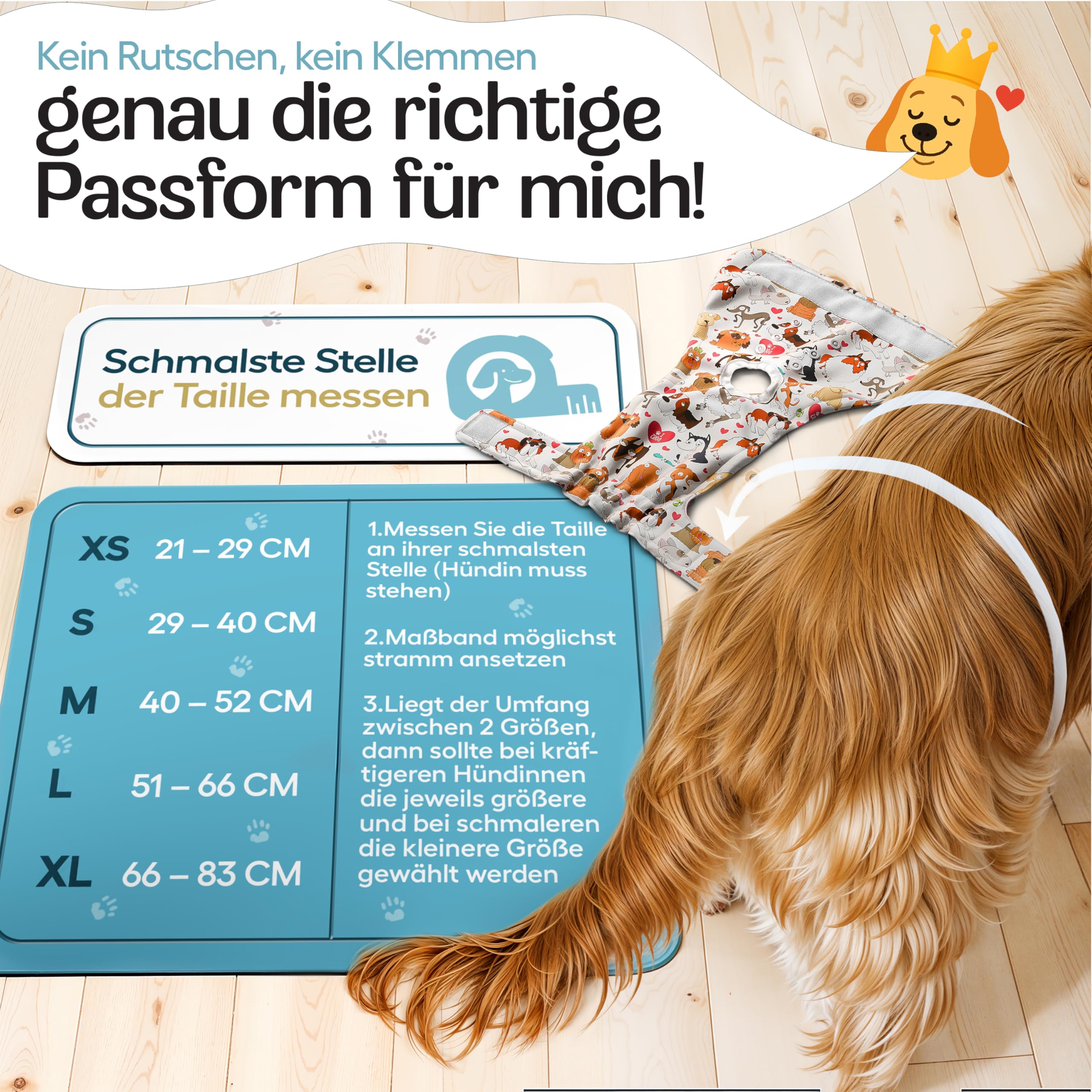 HUND IST KÖNIG Hundewindeln für Hündinnen (3 Stück) - Hochabsorbierende Läufigkeitshose für Hündinnen mit 3-Fach Justierung - Umweltfreundliche Hunde Windeln, Hundehöschen Läufigkeit & Inkontinenz