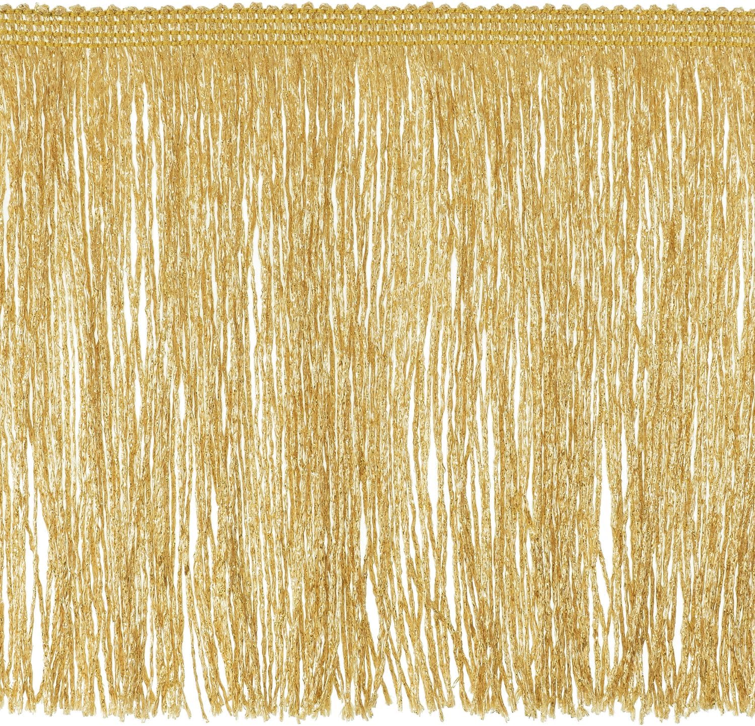 Trims By The Yard 12" Glitter Chainette Fringe Trim, Polyester-Made Decorative Fringe Trim, Versatile Fringes for Costumes, Uniforms, Home Decor, and Party Decorations, 5 Yards, Gold