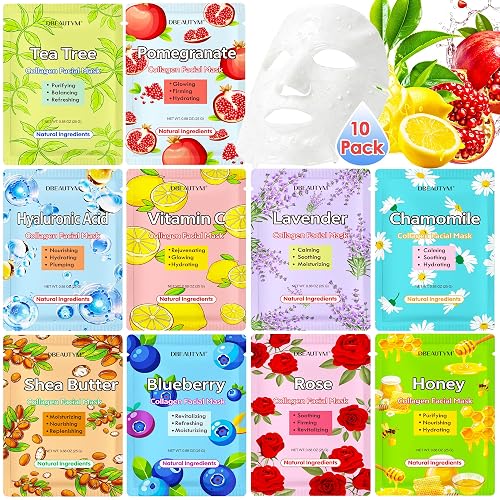 10 Pack Collagen Face Mask With Plant Essence,Skin Care Sheet