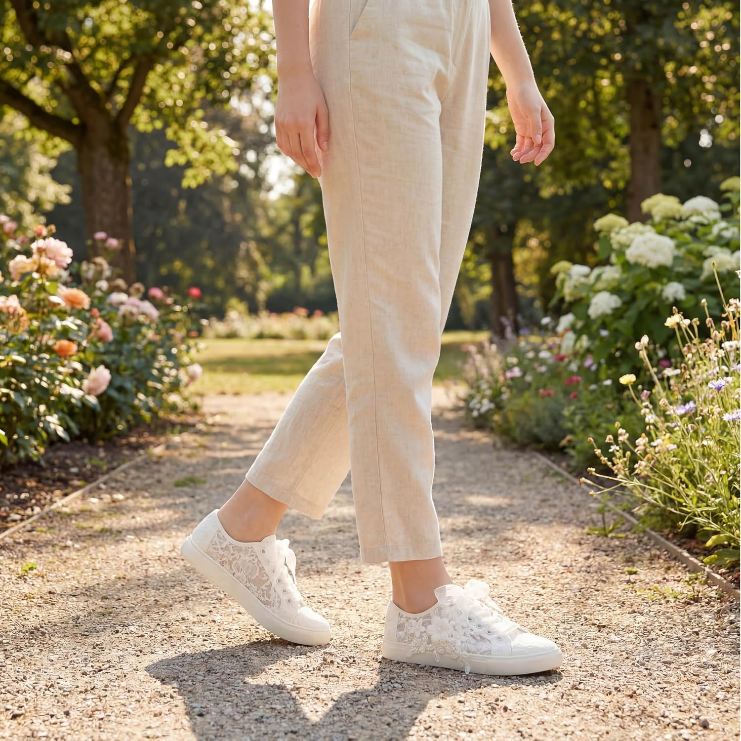 JIAJIA 8836 Wedding Shoes Bridal Sneakers Flats Bride Tennis Shoes Lace Sneakers - Personalized Customization Available