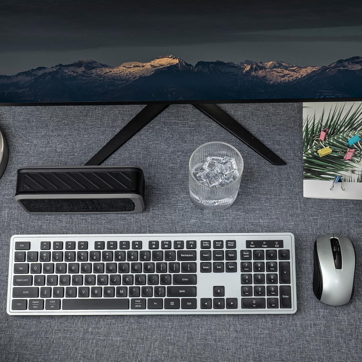 Wireless Keyboard and Mouse, 2.4GHz Cordless Silent Keyboard Mouse Combo, Optical Mouse, Plug and Play USB Receiver, Compatible with Windows, Mac, Laptop, and PC – Ideal for Office Use（Black Gray）