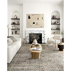 Loloi Layla Collection LAY-14 Mocha/Blush 2'-3" x 3'-9" .13" Thick Accent Rug, Soft, Durable, Vintage Inspired, Distressed, Low Pile, Non-Shedding, Easy Clean, Printed, Living Room Rug