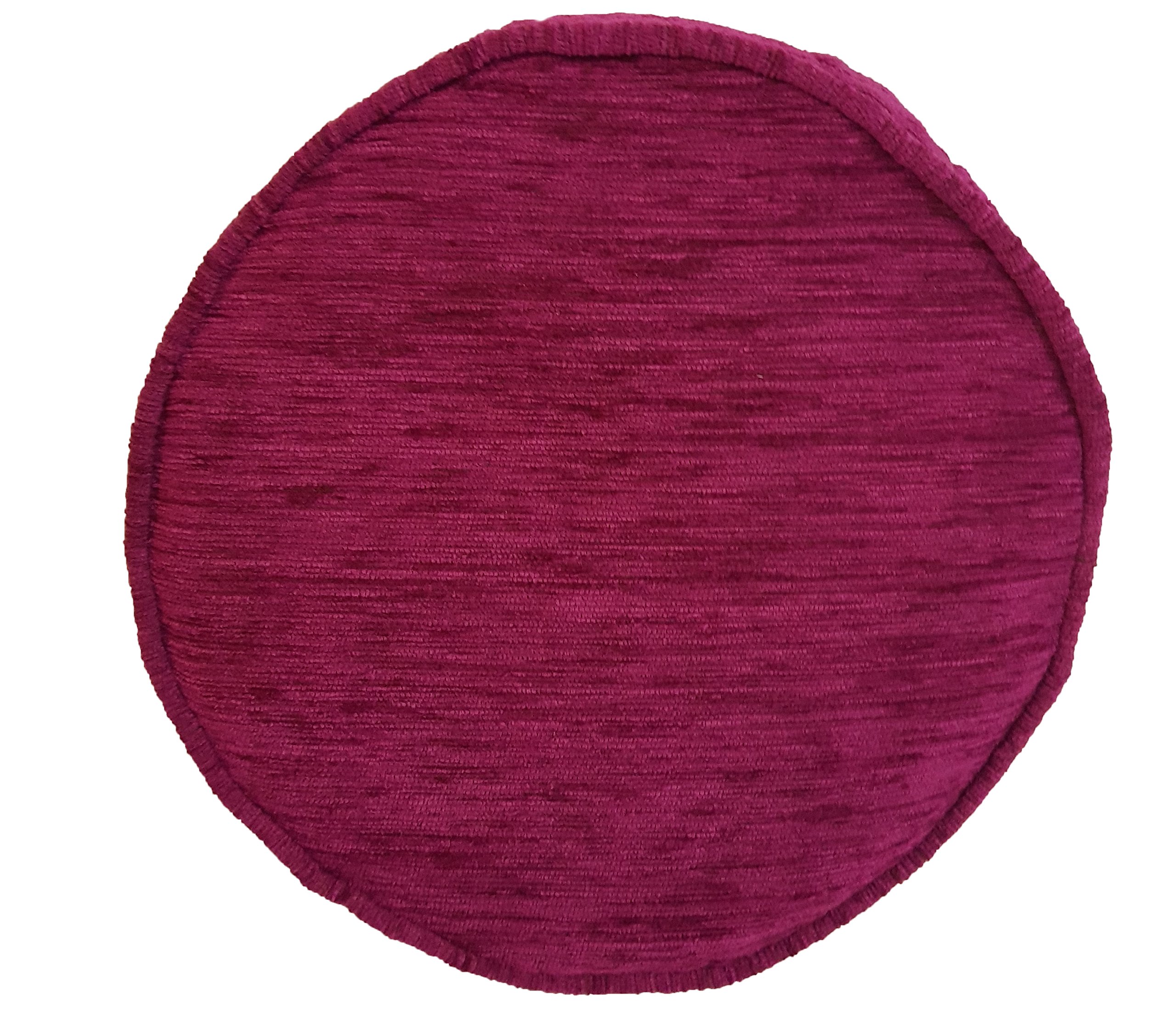 Homestreet Luxury Round Stool Seat Pad in Deep Dyed Chenille Fabric 12 inch circular seat pad with elastic under to secure,made in the UK from (cranberry)