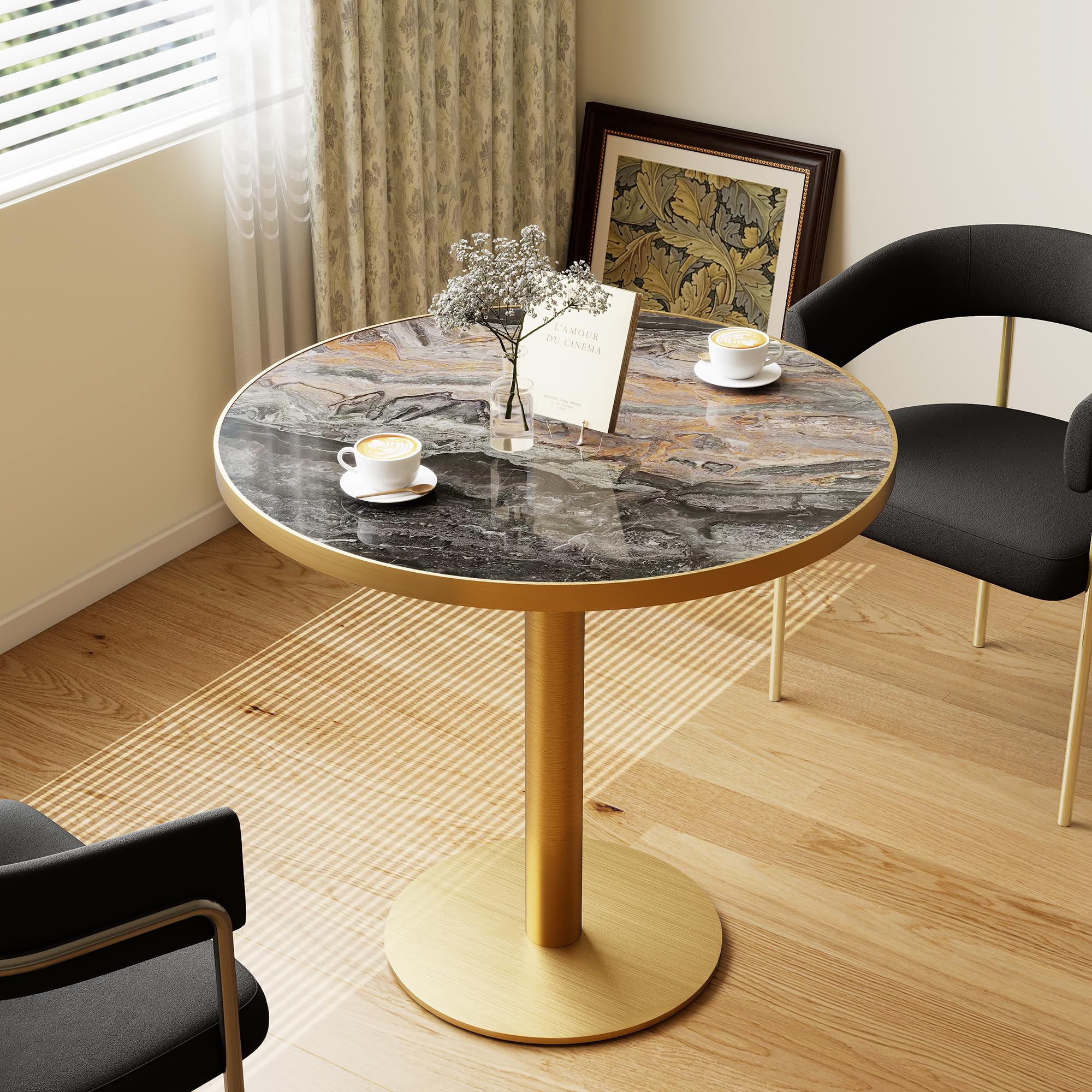 31.5'' Tulip Table, Round Dining Table with Sintered Stone Tabletop