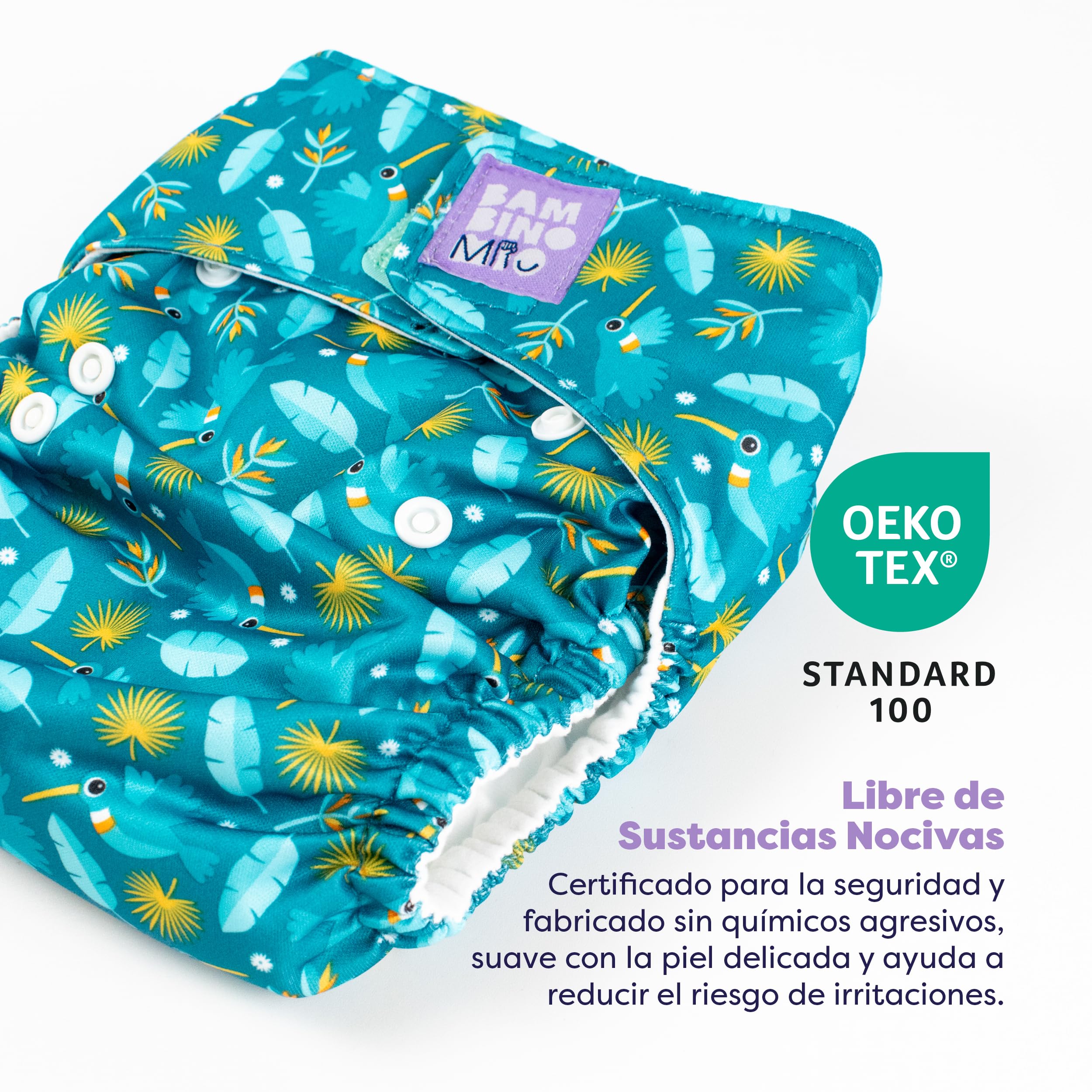 Bambino Mio Paquetes de 3 pañales reutilizables Miosolo Classic (ANIMALES) - pañales de tela «todo en uno», pañales lavables de talla única, resistentes a las fugas y absorbentes
