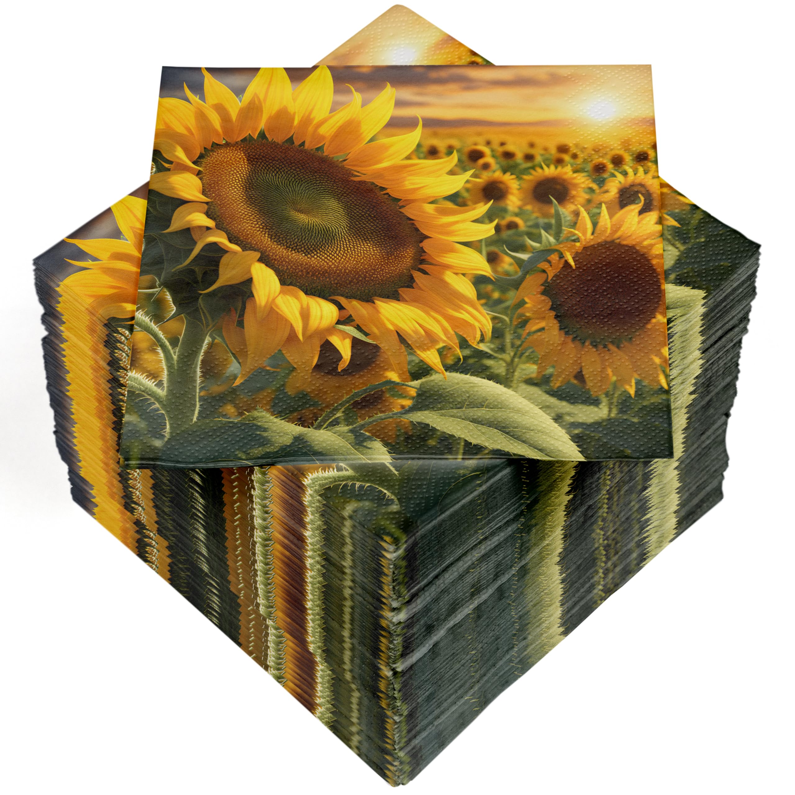 HEKU 100 Napkins, 3-ply, 33 x 33 cm, Sunflowers, Absorbent and Practical Packaging, Wide Selection, Ideal for Special Occasions
