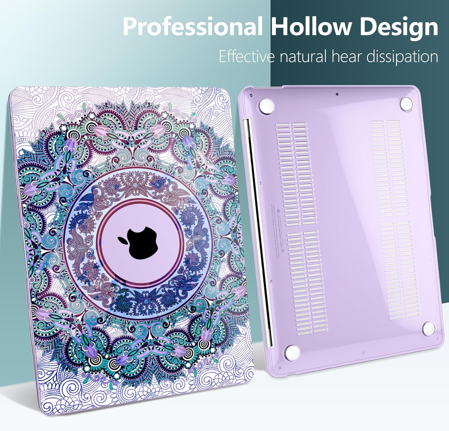 TWOLSKOO Case for MacBook Air 13.3 Inch (Old Version 2018–2021, Models: M1 A2337, A2179, A1932) – Hard Shell Case with Screen Protector & Keyboard Cover, Purple Mandala
