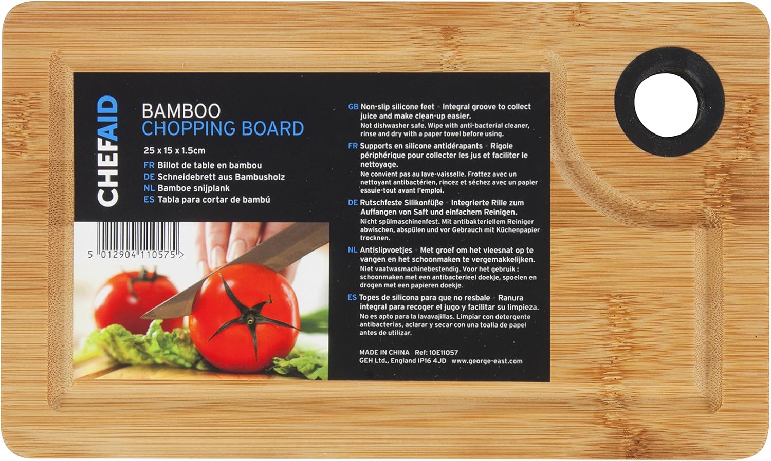 Chef Aid Bamboo Chopping Board, Measures 25cm x 15cm,Brown