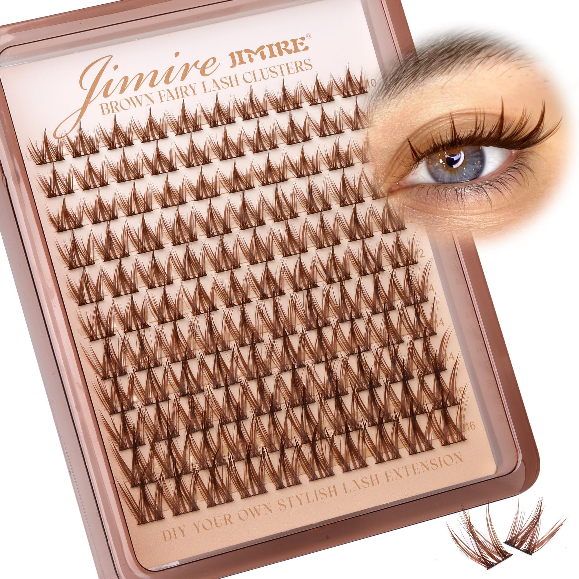 Anime Cluster Lashes Brown Lash Clusters Manga Eyelash Clusters Natural Dark Brown Individual Eyelashes 10-16MM Fairy Lashes Individual Cluster 110Pcs DIY Spiky Cluster Lashes at Home by JIMIRE
