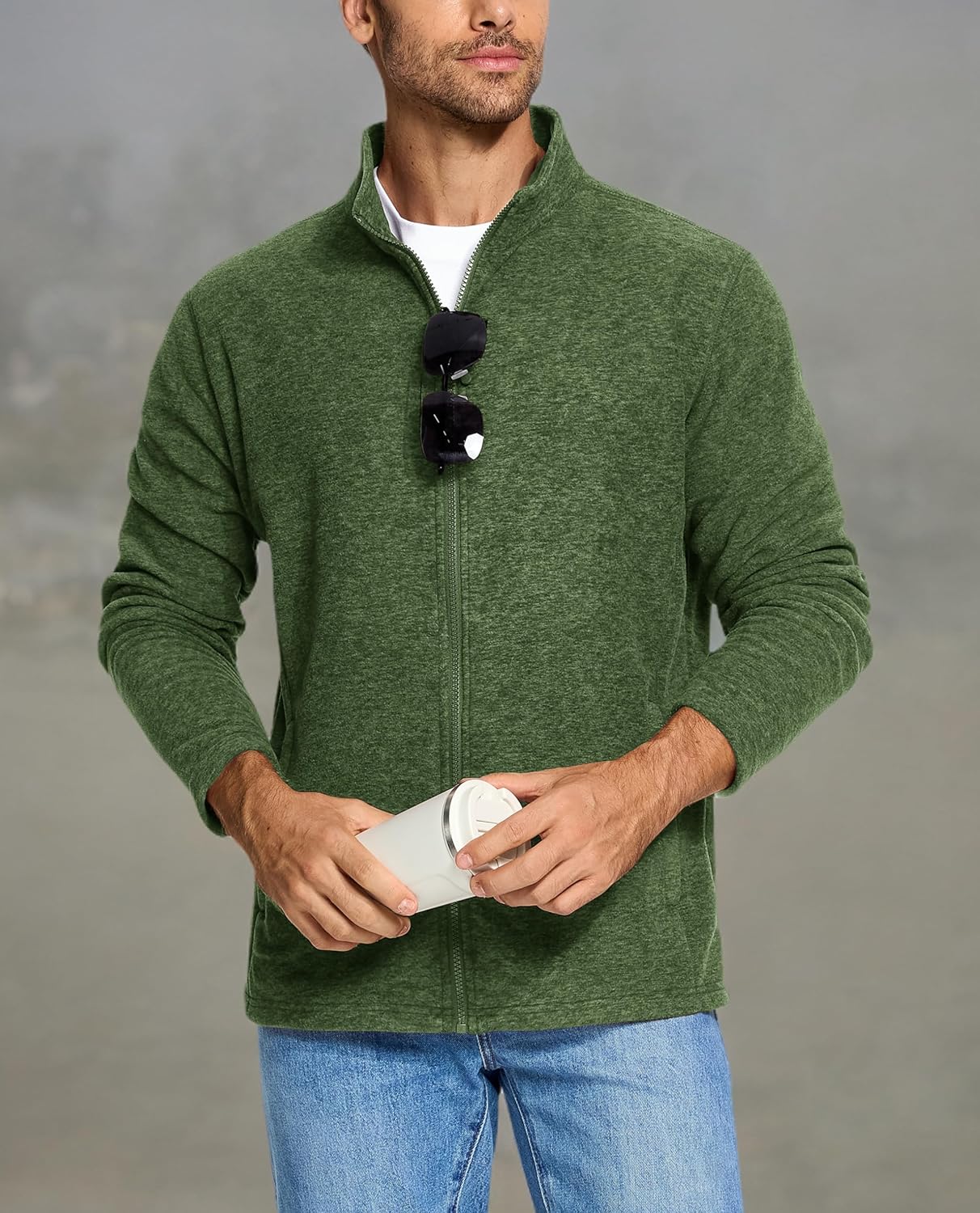 TACVASEN Men's Fleece Jackets Full Zip Lightweight Jacket Casual Soft Warm Coats with Pockets - Image 8