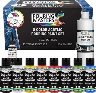U.S. Art Supply Pouring Masters 8 Color Ready to Pour Acrylic Pouring Paint Set - Premium Pre-Mixed High Flow 2-Ounce Bottles - for Canvas, Wood, Paper, Crafts, Tile, Rocks and More
