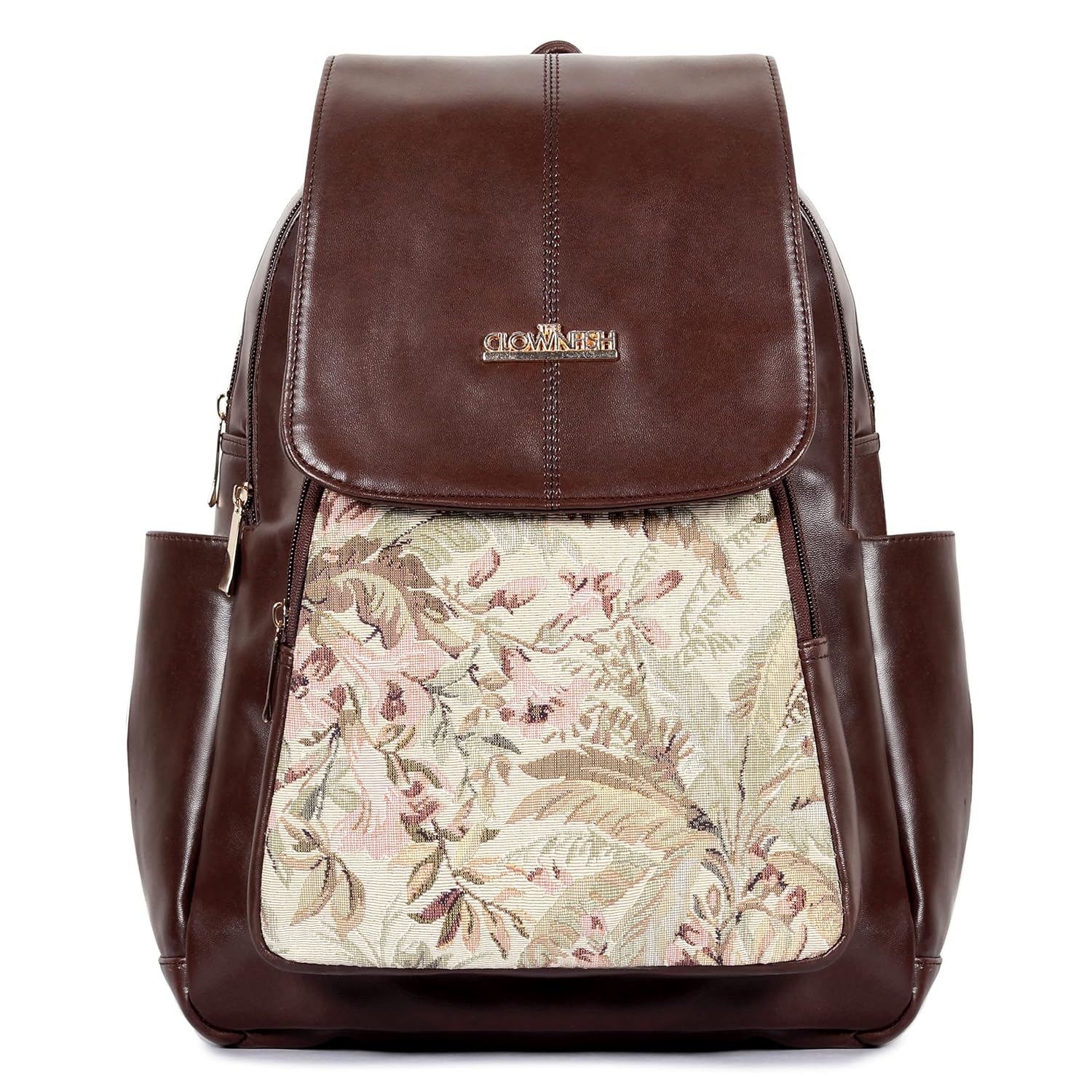 The Clownfish Medium Size Faux Leather and Tapestry Women’s Standard Backpack College School Bag Casual Travel Standard Backpack for Women Girls 10 Ltrs The Clownfish Medium Size Faux Leather and Tapestry Women’s Standard Backpack College School Bag Casual Travel Standard Backpack for Women Girls 10 Ltrs