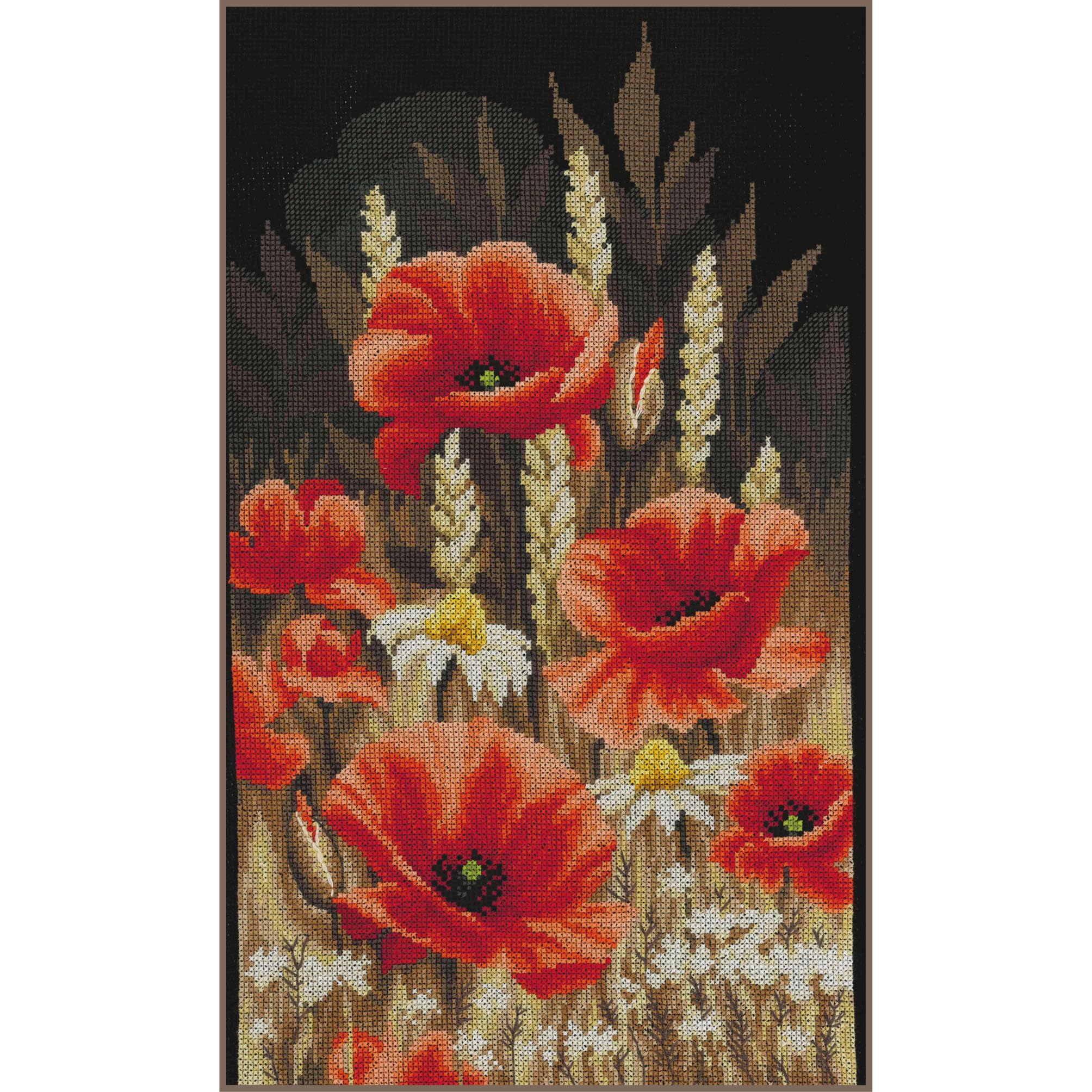 VERVACO Haft Krzyżykowy Liczony Zestaw Obraz do Haftu DZIKIE MAKI Zrób to Sam Zestaw Kreatywny dla Dorosłych 23 x 42 cm Dekoracja Ścienna DIY Cross Stitch Kit