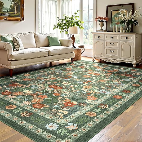 Fresh Green Rug Ideas for Living Room Style 28 Cottagecore Sage Green Floral Rug