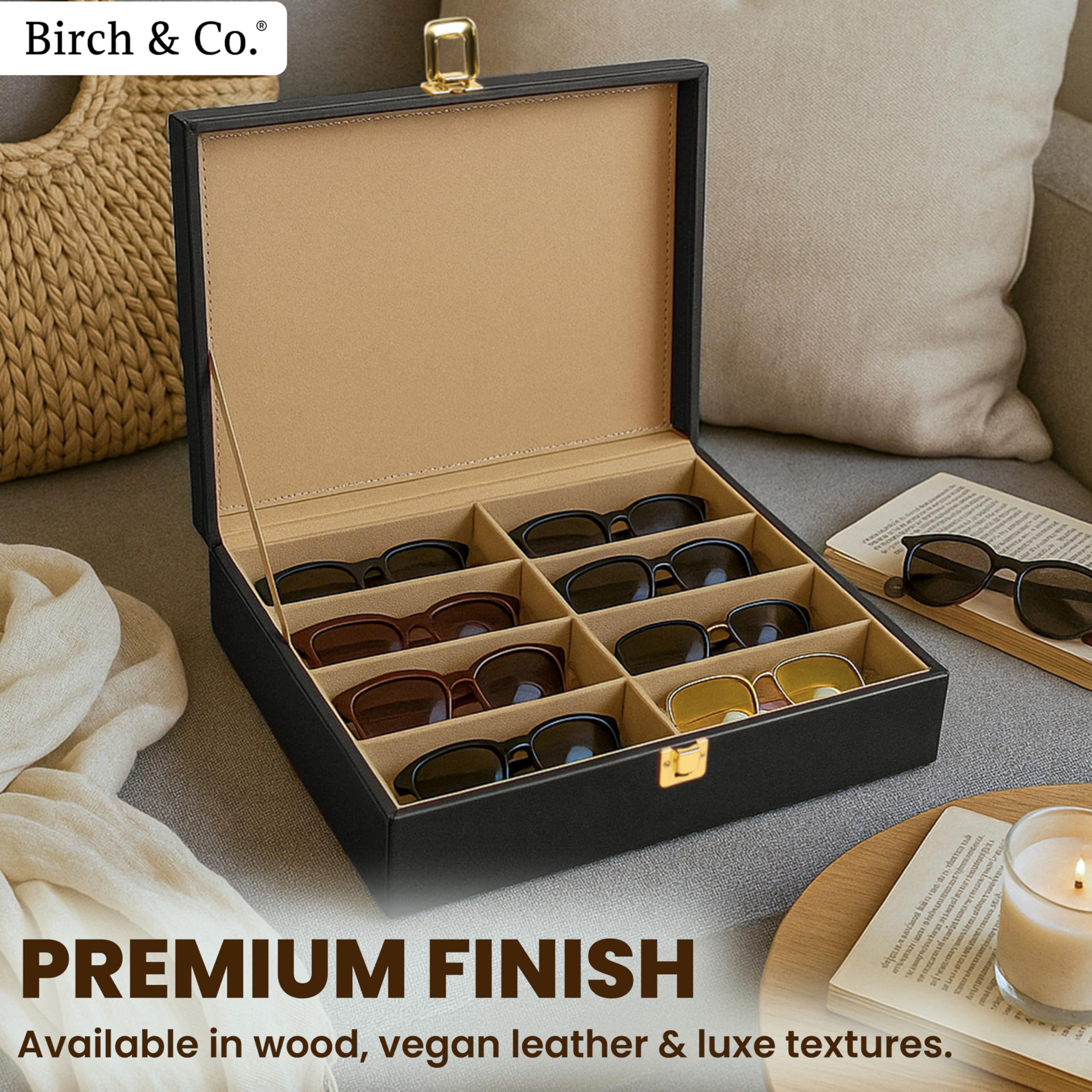 Sunglasses Organizer - Sunglass Case - Glasses Box - Specs Box for Men - Goggles Holder - Eyewear shades Organiser, Leather Finish, Soft Velvet Lining, Travel-Friendly for 8 Sunglasses, Black - Image 4 thumbnail