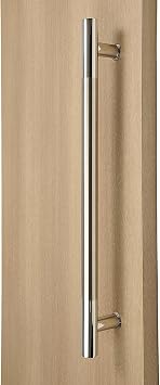Modern & Contemporary Round Bar/Ladder/H-Shape Style 600mm / 24 inches Push-Pull Stainless-Steel Door Handle - Middle Brushed Satin Finish/Ends-Polished Chrome