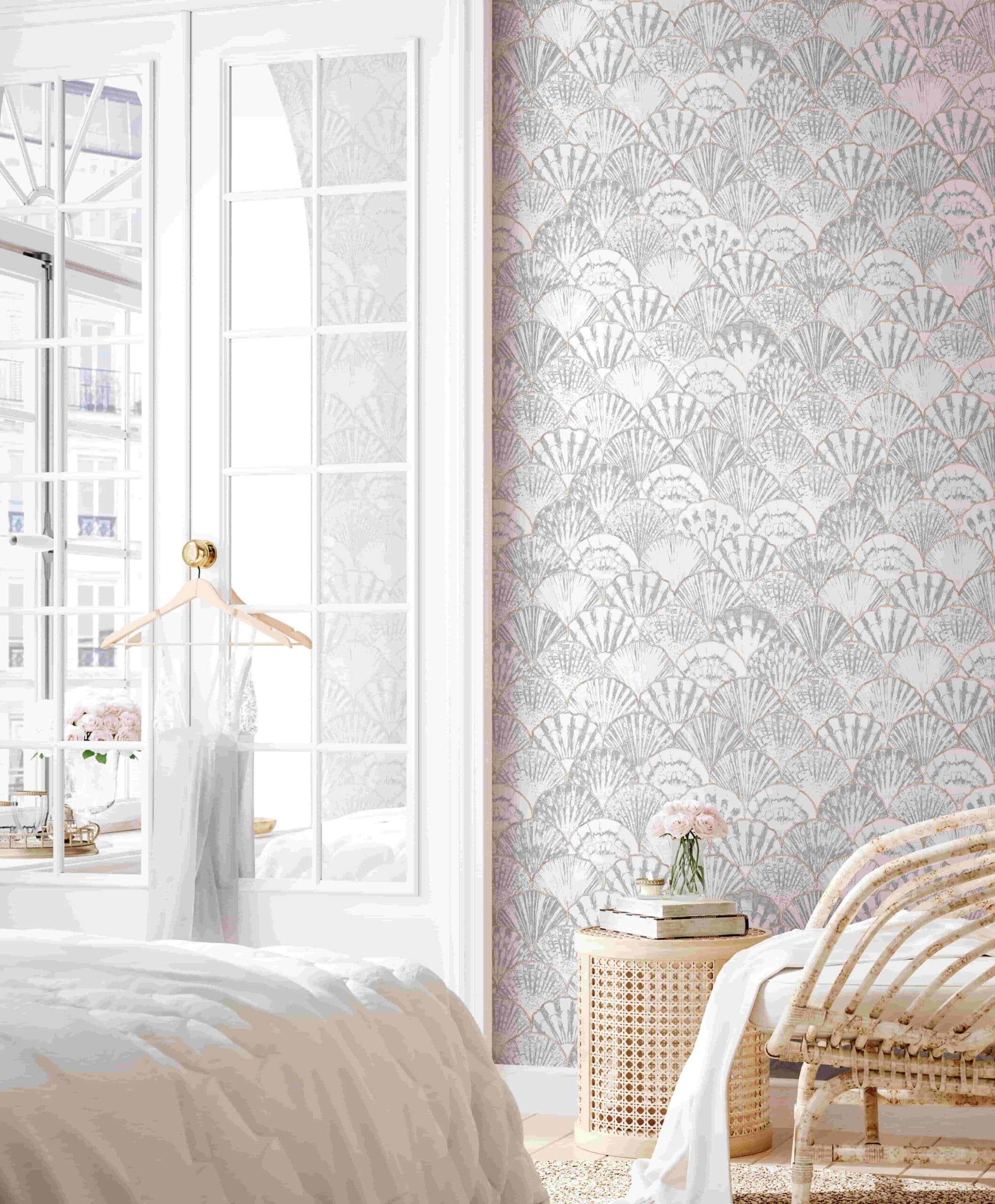 Papier peint graphique pour relooker une chambre ou un salon moderne blanc et gris