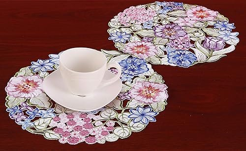 Miniatura 5 de Juego de 4 manteles individuales florales de primavera y Pascua, bordado de flores florales para decoración de mesa del hogar, cocina, comedor