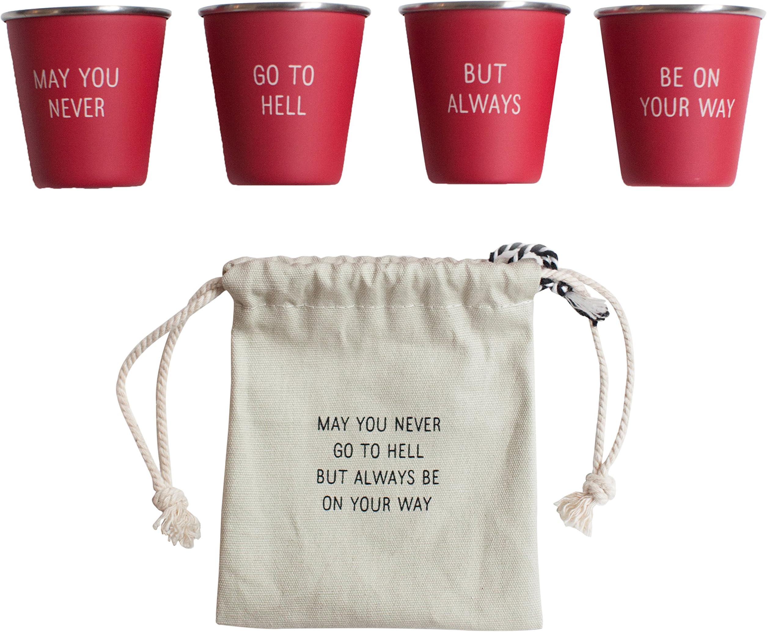 Izola Stainless Steel Cool Shot Glass Set with Canvas Travel Pouch