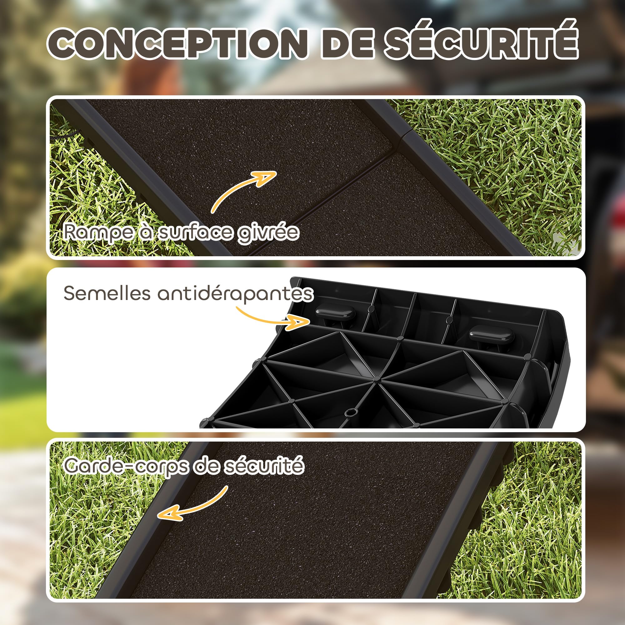 PawHut Rampe Pliable pour Chiens Pente Douce 155 x 38,5 x 15,5 cm Noir