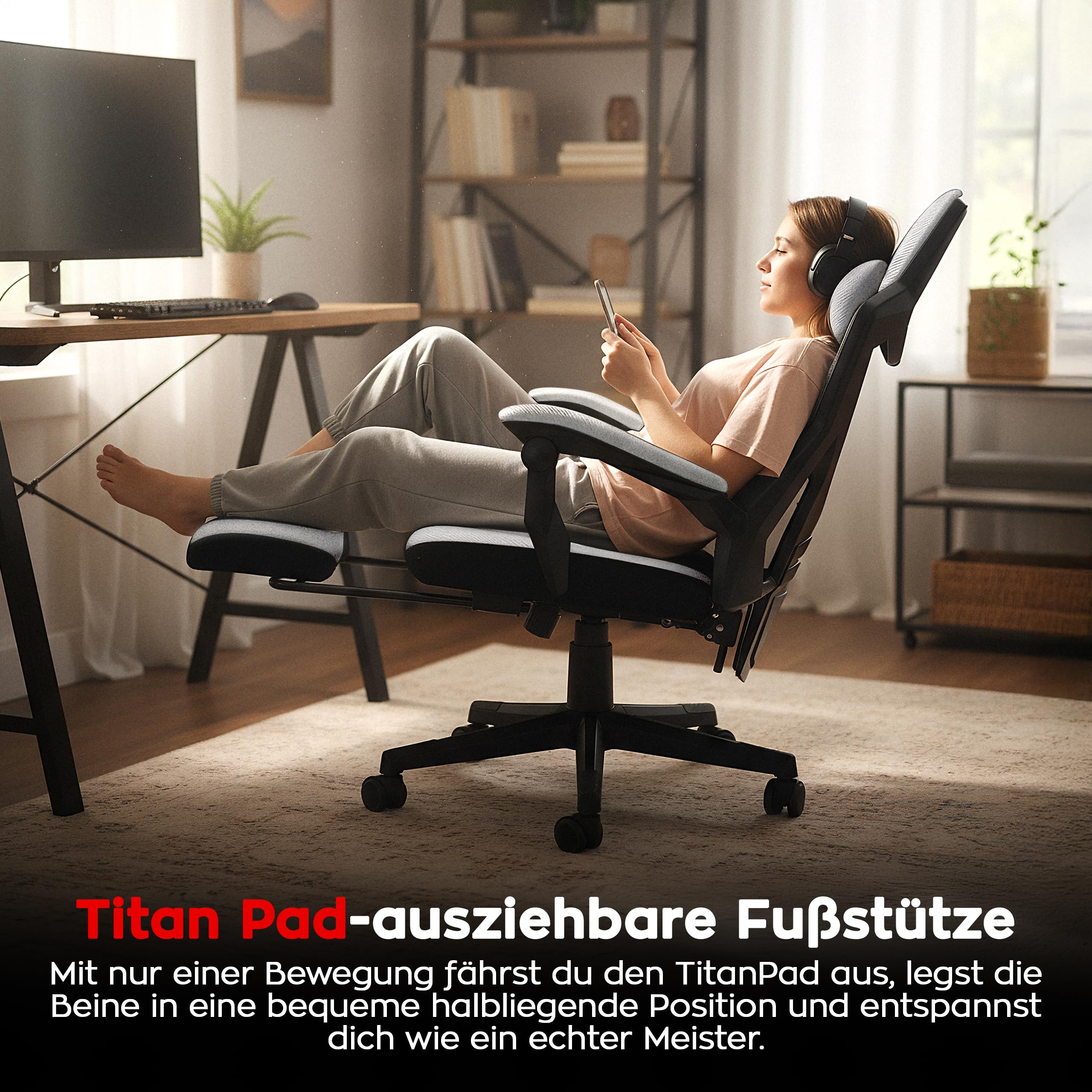 huzaro Combat 3.1 krzesło biurowe dla graczy, ergonomiczne krzesło z podnóżkiem, regulowane oparcie 135°, oddychająca siatka, obciążenie do 150 kg, ciche kółka, kolor biały