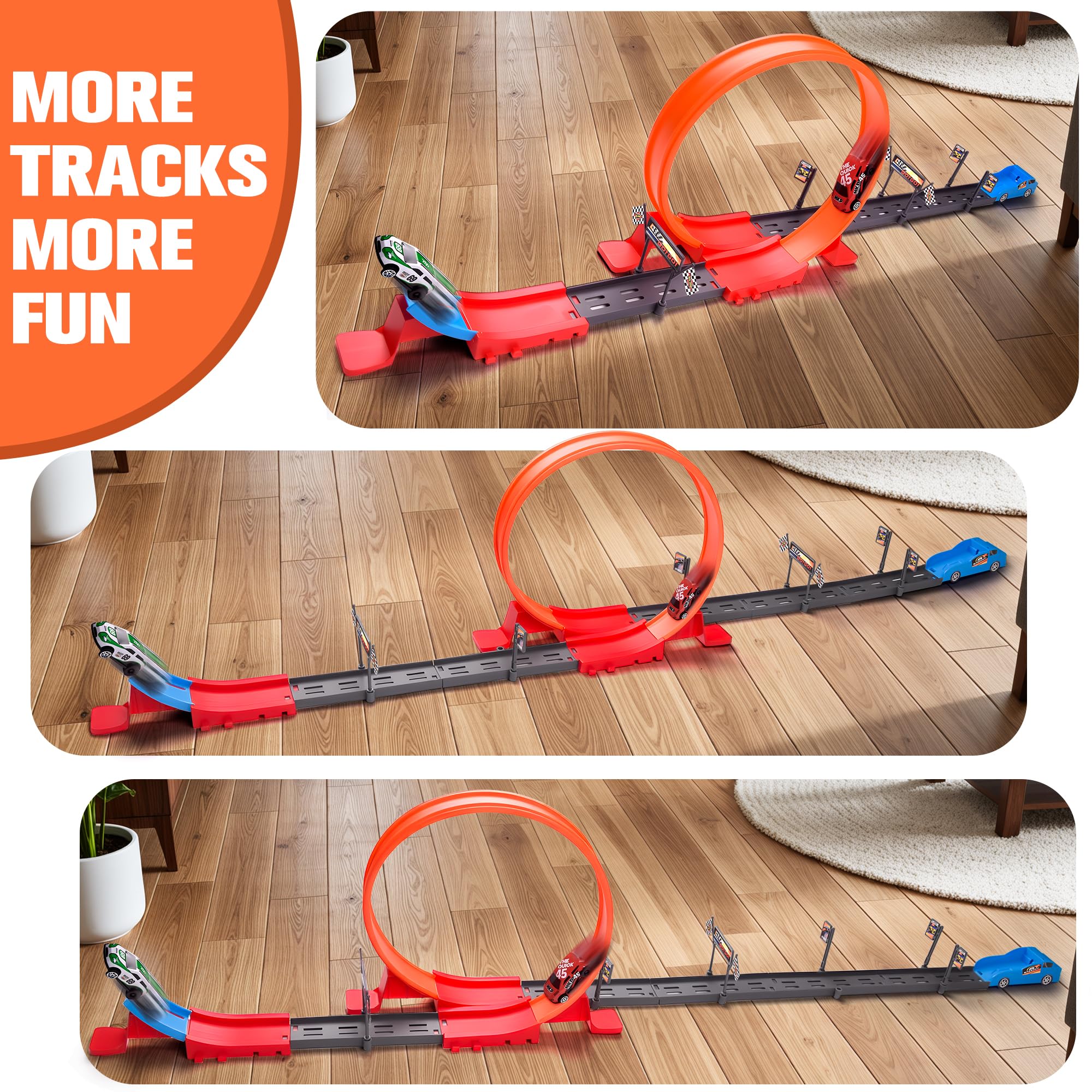 Circuit de Voitures Miniatures avec Boucle à 360° et 2 Voitures de Course à Grande Vitesse – Voitures Miniatures pour Enfants de 3 à 12 Ans – Cadeau pour garçons et Filles