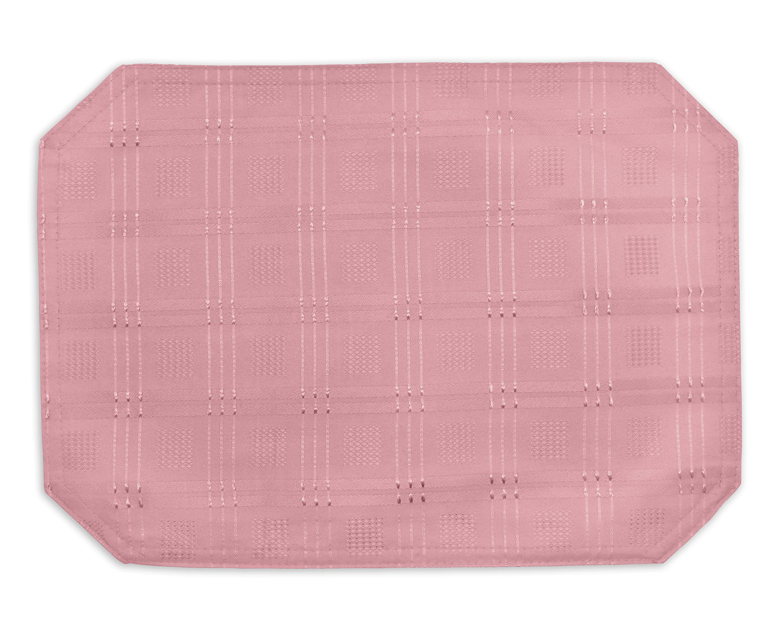 Luxury Jacquard Woven Wipeable Modern Table Dining Linen Cloths, Napkins, Table Runner (Blush Pink, 2 Pack Placemat)