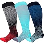 LEVSOX Wide Calf Compression Socks for Women Men Plus Size 15-20 mmHg Extra Large Knee High Support Sock for Nurses Pregnant Travel