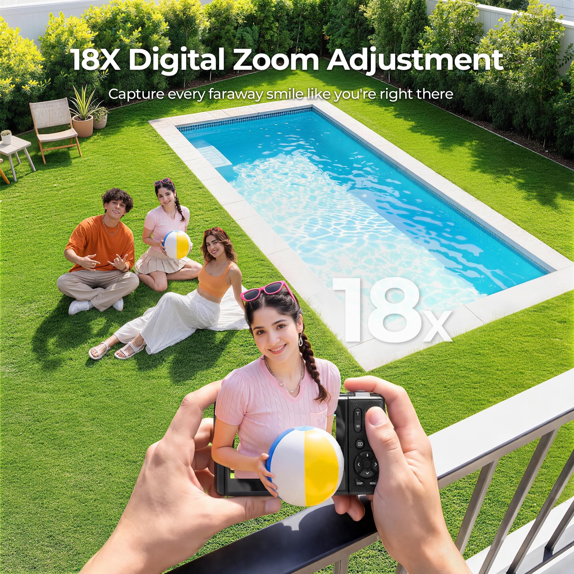 Fotocamera digitale 5K WiFi e fotocamera fotografica 80 MP, fotocamera vlogging per YouTube con messa a fuoco automatica, schermo pieghevole da 3" a 180°, zoom digitale 18x, fotocamera da viaggio per