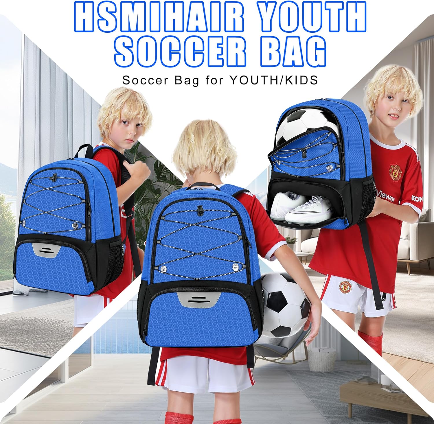 Youth Soccer Bag-Soccer Backpack&Backpack for Football Basketball,with Ball Compartment Separate Cleat Package - Image 4