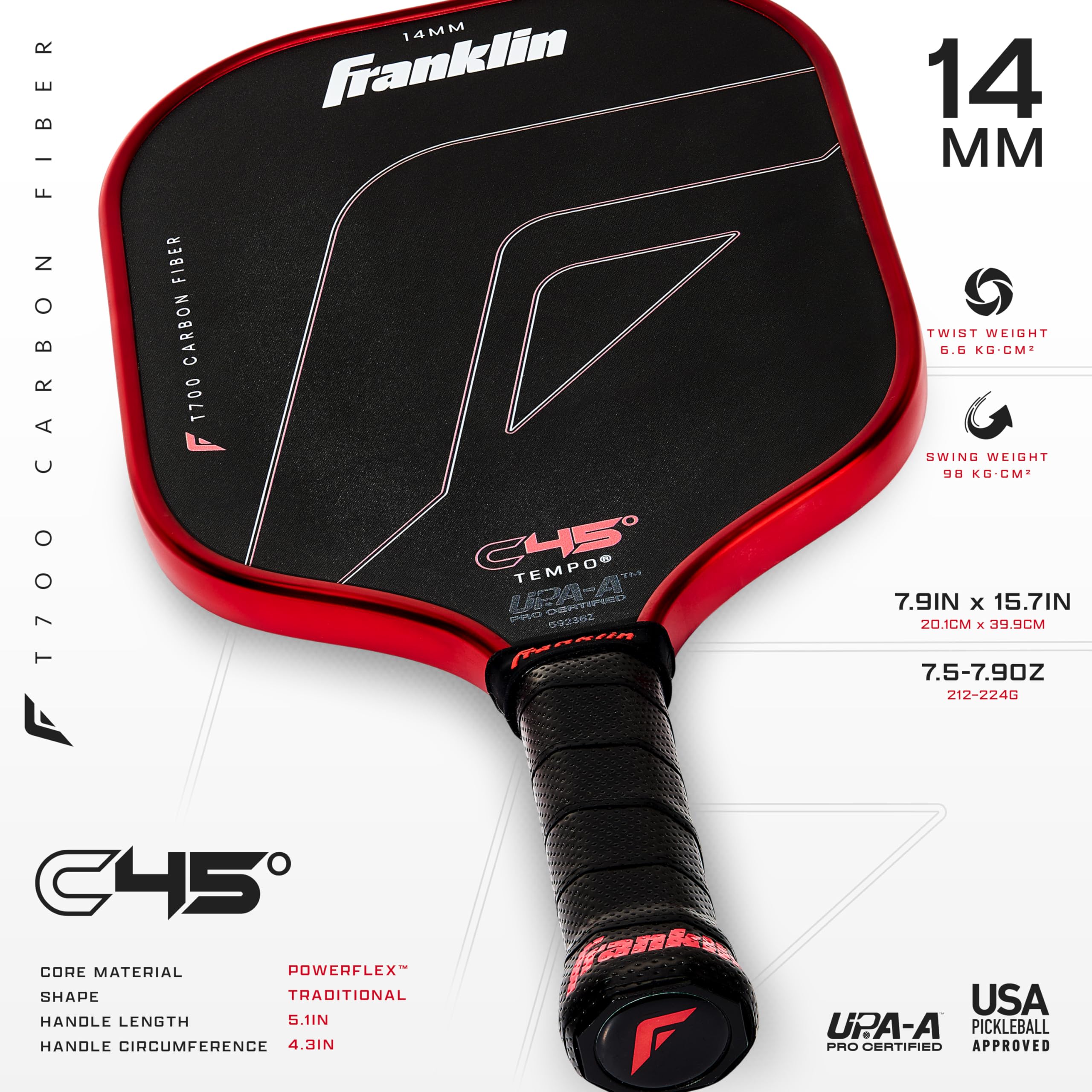 Amazon.co.jp: Franklin Sports PRO ピックルボールパドル – C45