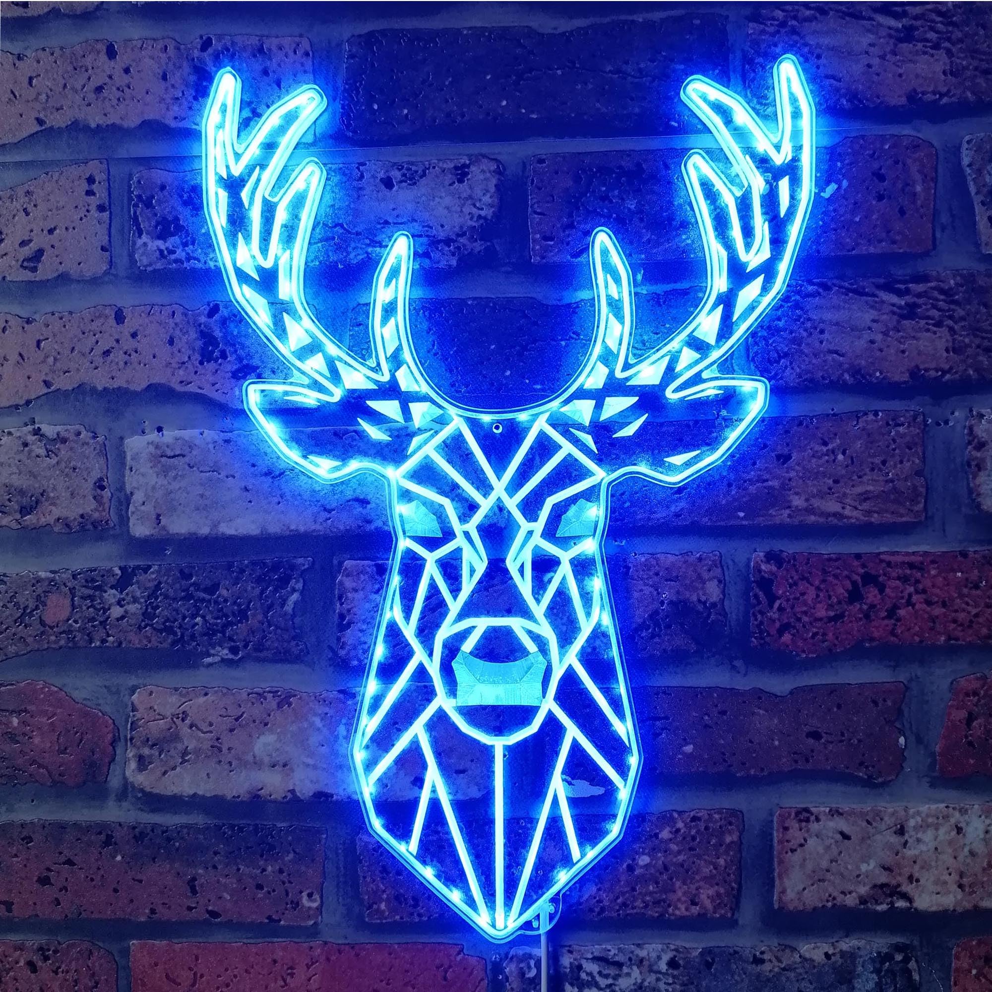 ADVPRO Deer Head Geometric RGB Dynamic Glam LED Sign - Cut-to-Edge Shape - Smart 3D Wall Decoration - Multicolor Dynamic Signage st06s66-fnd-i0286-c