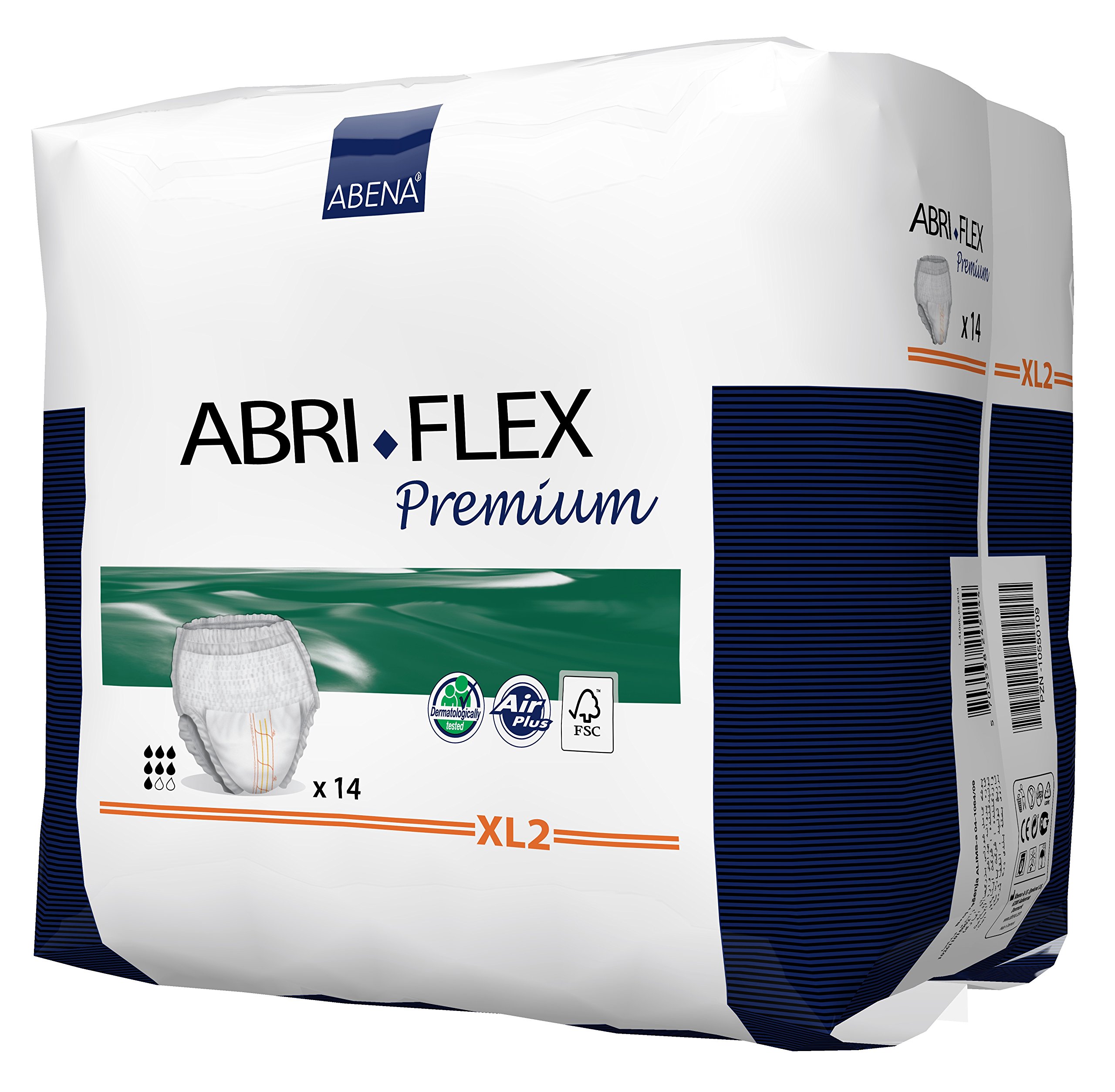 Abena Abri Flex Premium Pull-Up Spodnie dla osób nietrzymających moczu, przyjazne dla środowiska spodnie dla mężczyzn i kobiet, dyskretne, ochronne, oddychające, wygodne - rozmiar XL 2, talia 130-170 cm, chłonność 1900 ml, 6 x 14 szt