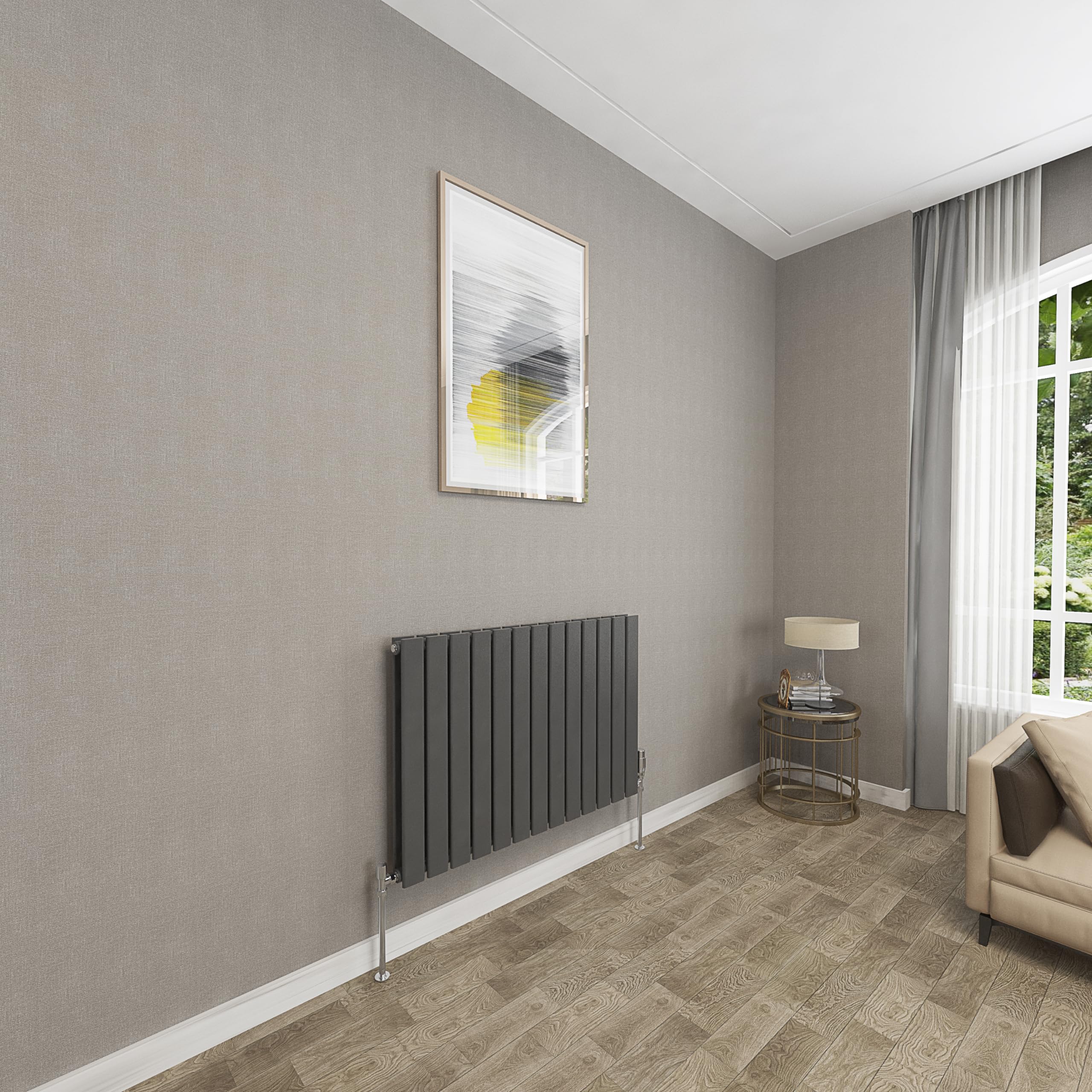 Sky Bathroom Anthracite | 600X884mm Horizontal Designer Radiators Flat Panel Double Panel Central Heating Radiator