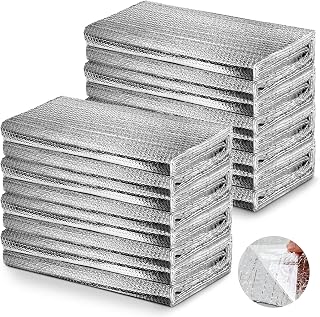 16 Pack 24'' x 48'' Self-Adhesive 2 Car Garage Door Insulation Panels Kit Bulk 0.2' Thick Double Bubble Insulation Set with Adhesive Backing Reflective Aluminum Sheet Radiant Barrier for Attic Wall