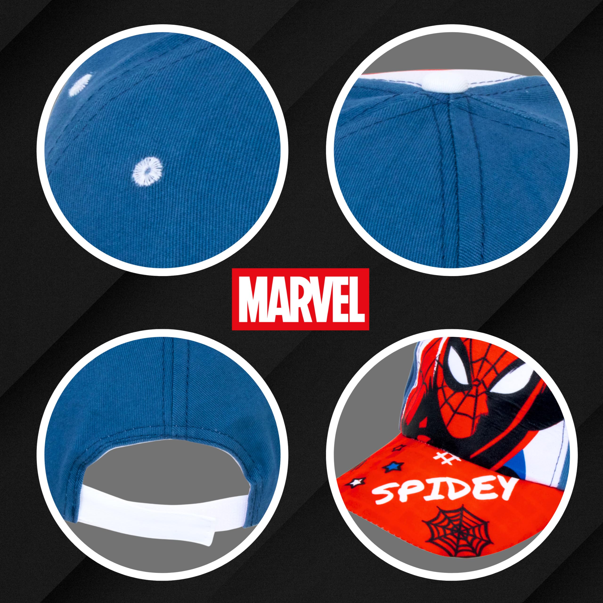 Marvel Spiderman Gorro para Niños, Diseño Spidey, Gorra de Verano Infantil, Regalo para Niños, Gorra Ajustable | Azul