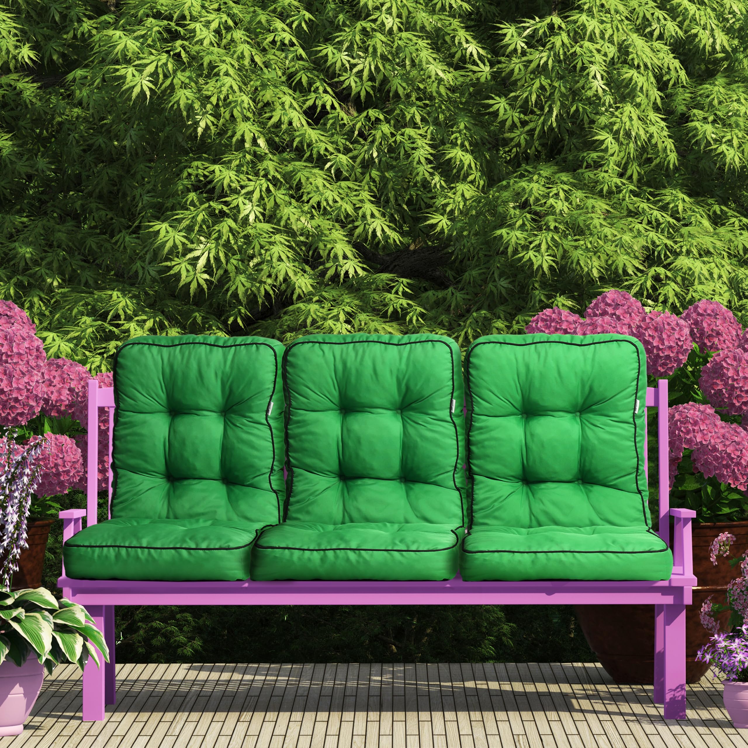 Bankauflage für Gartenmöbel, Gartenbank, Polsterauflage für Hollywoodschaukel, Auflagen für Gartenschaukelkissen, Sitzkissen, Stuhlauflage, Indoor/Outdoor - Grau - 180 cm (3 x 60 cm)