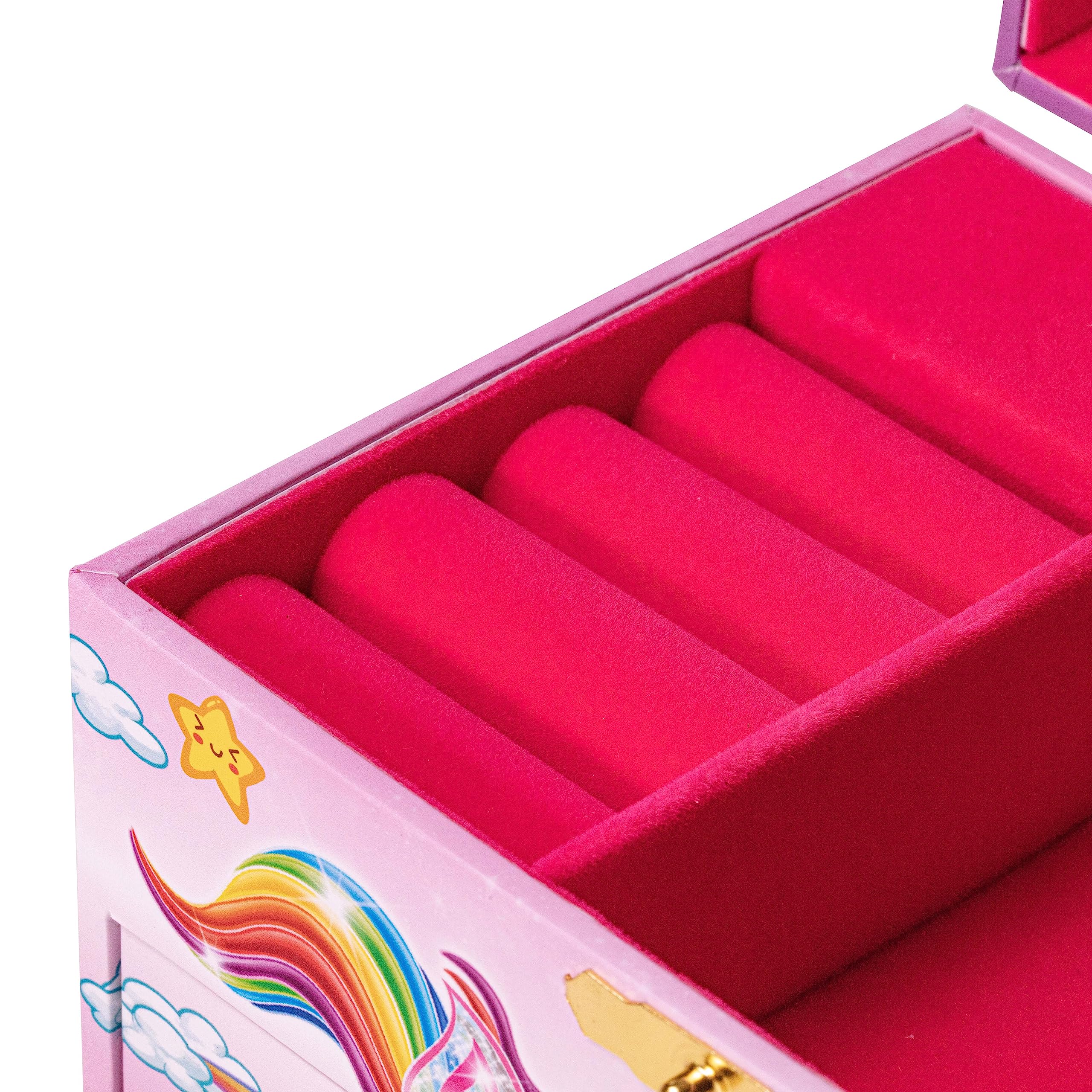 CRAZE Galupy Unicorn Schmuckkästchen Kinder mit Spieluhr , Schmuckschatulle Mädchen mit drehendem Einhorn, Schublade & Spiegel - 3