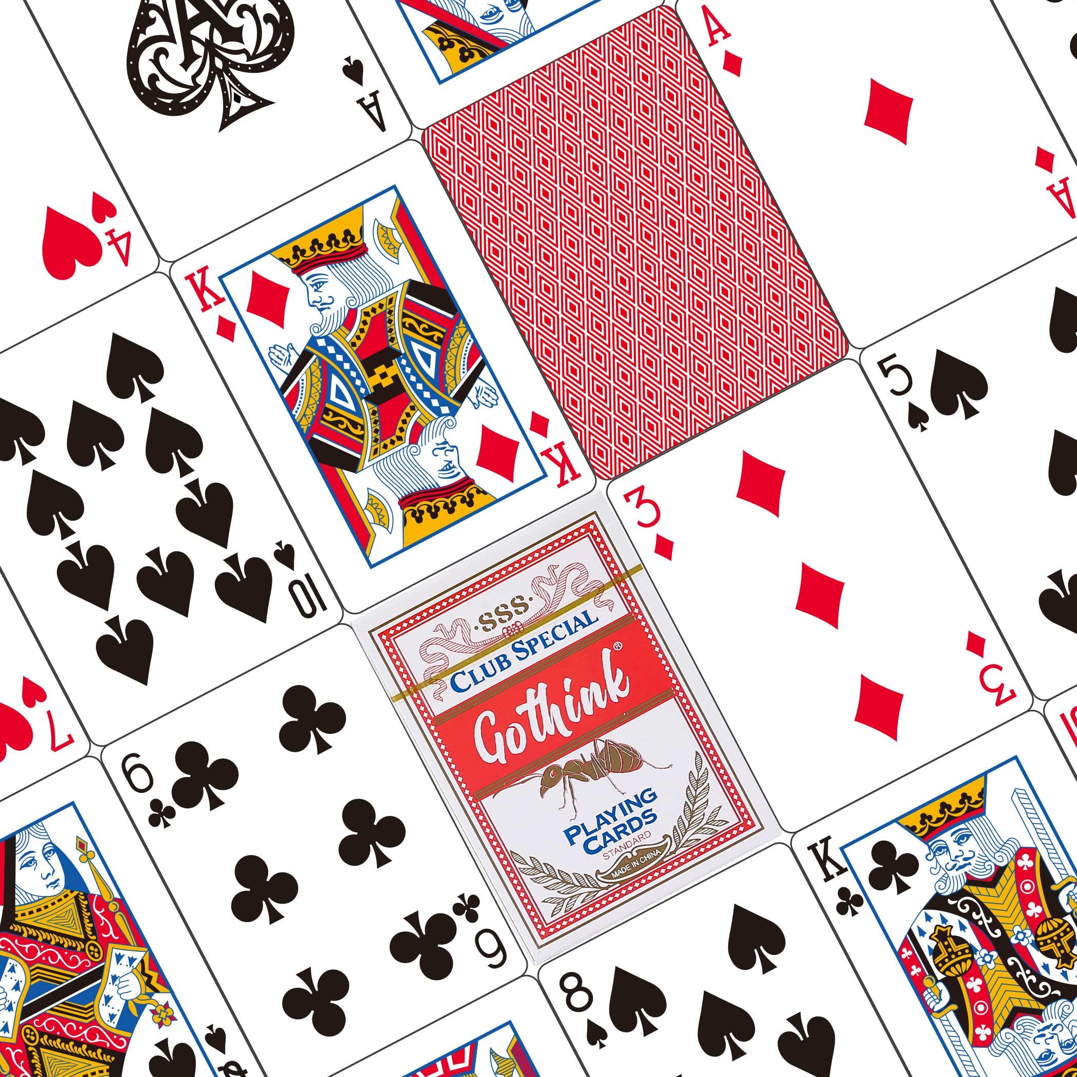 GOTHINK Lot de 12 jeux de cartes à jouer standard avec revêtement en plastique, jeu de cartes de poker de format standard en 6 rouge et 6 bleu, papier de qualité avec construction à noyau bleu, grade