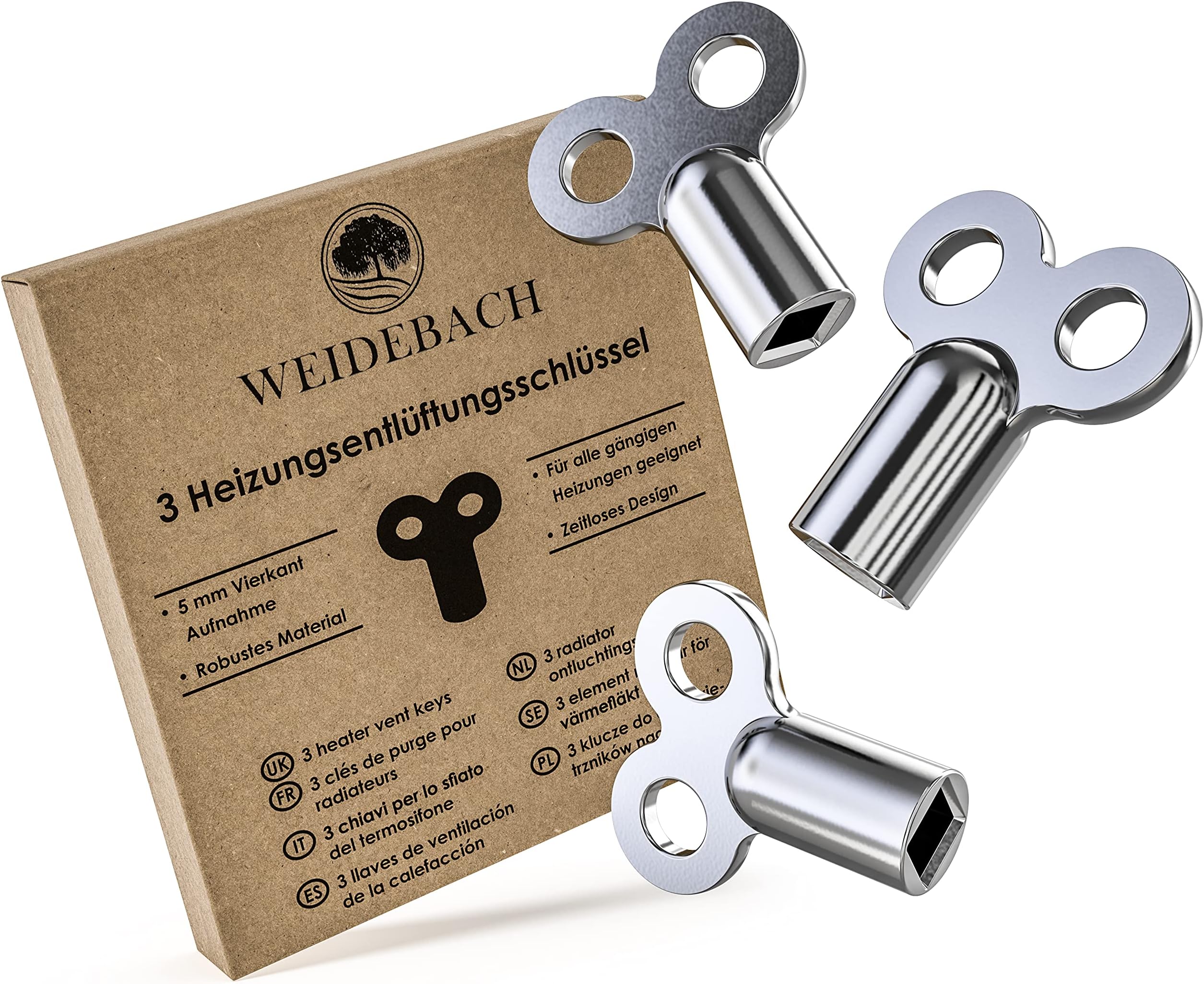 2 Stück Set Entlüftungsschlüssel Entlüfter Heizung Heizkörper 5 mm ...